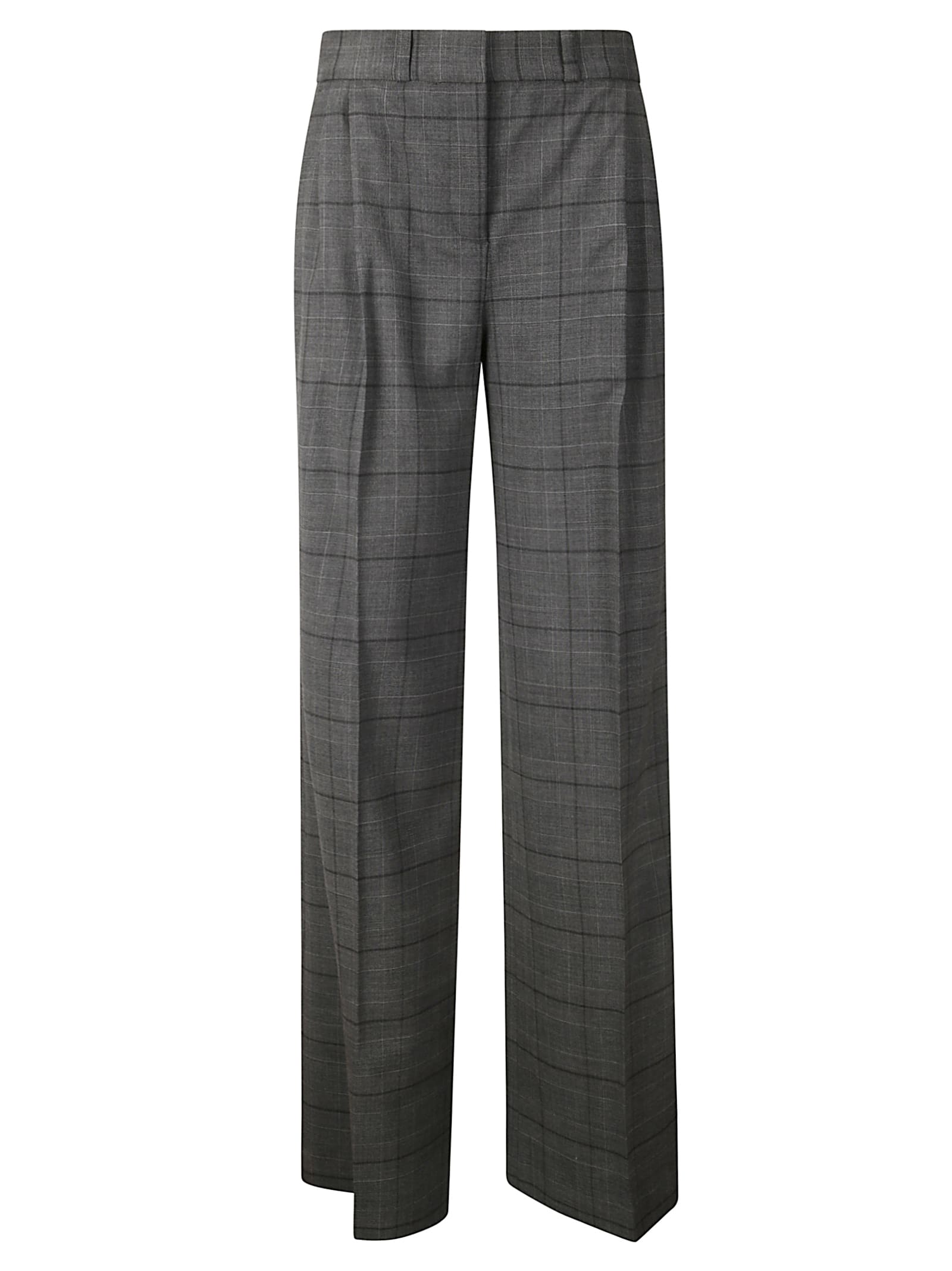 Plaid Check Wide Leg Trousers