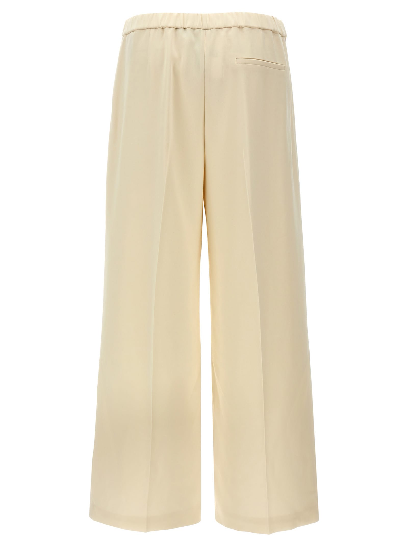 Theory Wide Pull On Trousers With Front Pleats In White