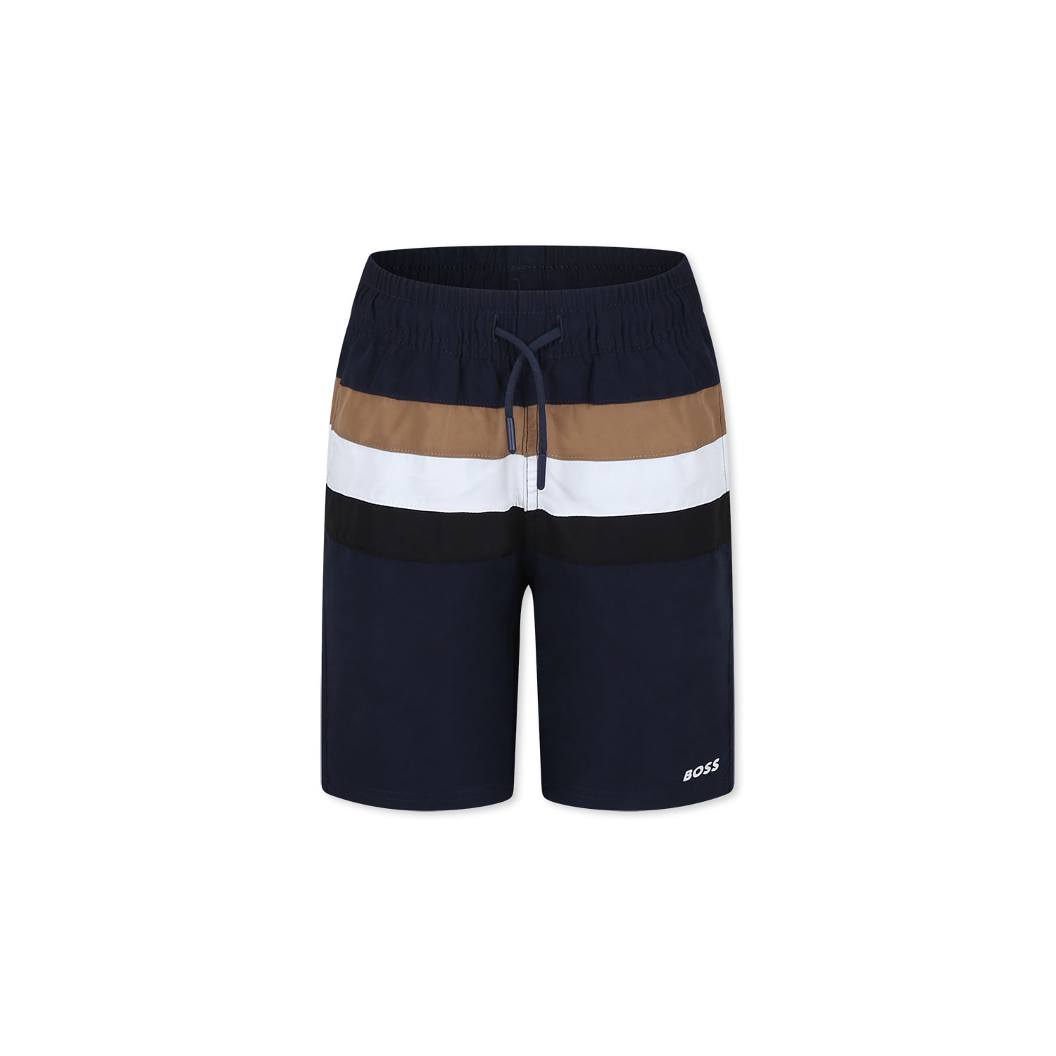 Hugo Boss Blue Swim Shorts For Boy With Logo In Blue