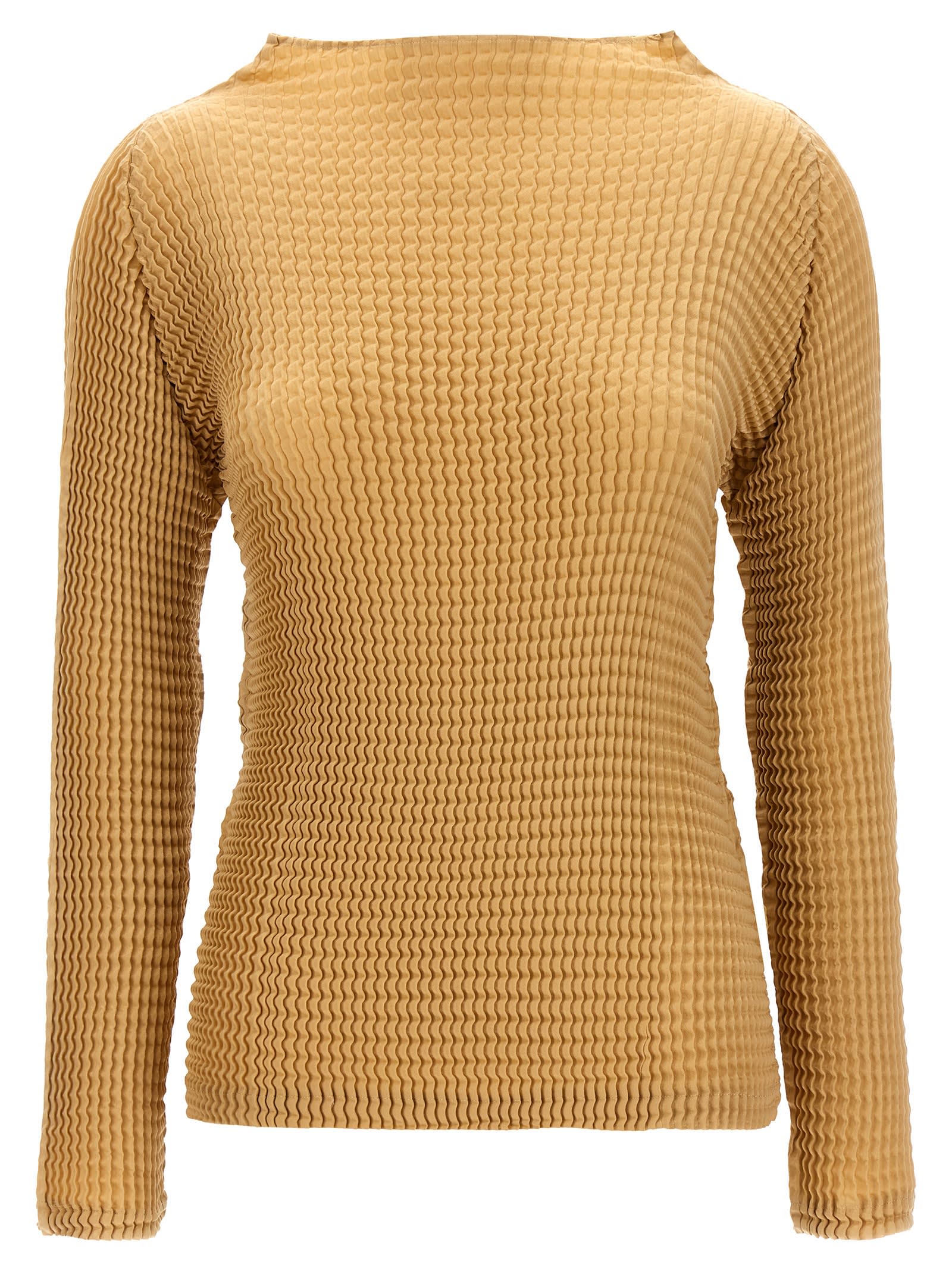 Shop Issey Miyake Suede Like Pleats Blouse