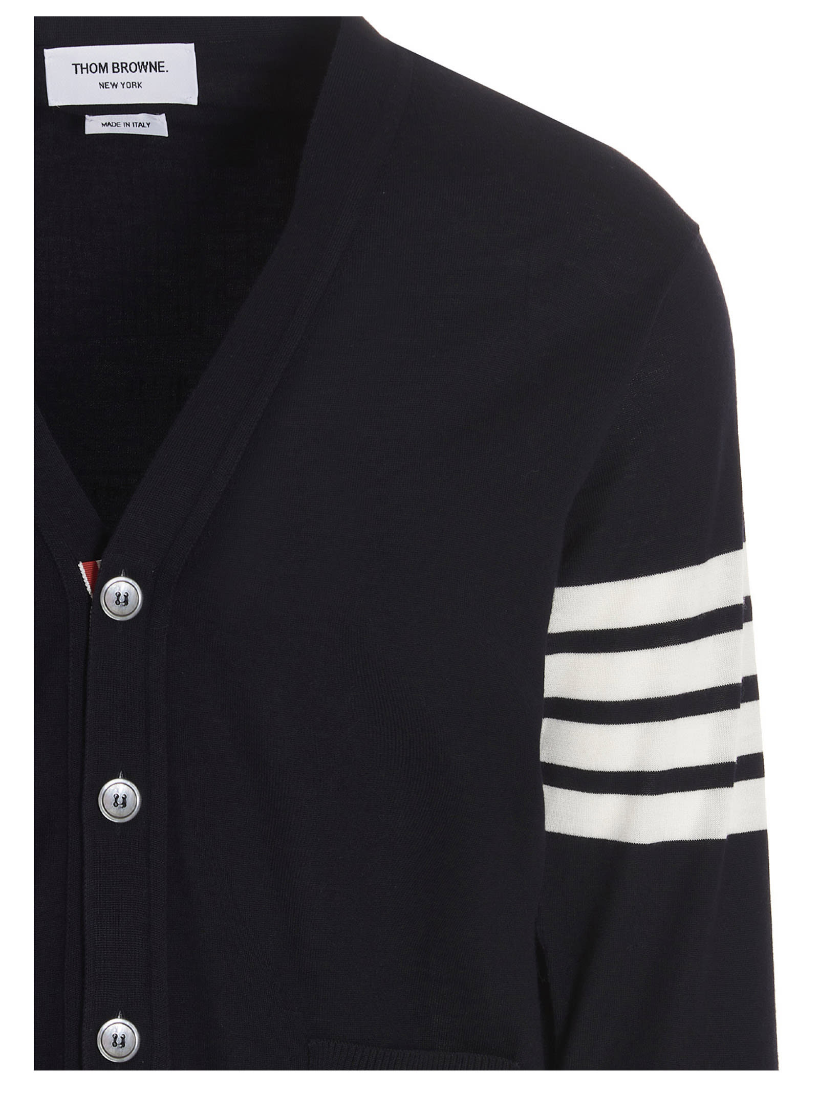 THOM BROWNE MERINO WOOL CARDIGAN 