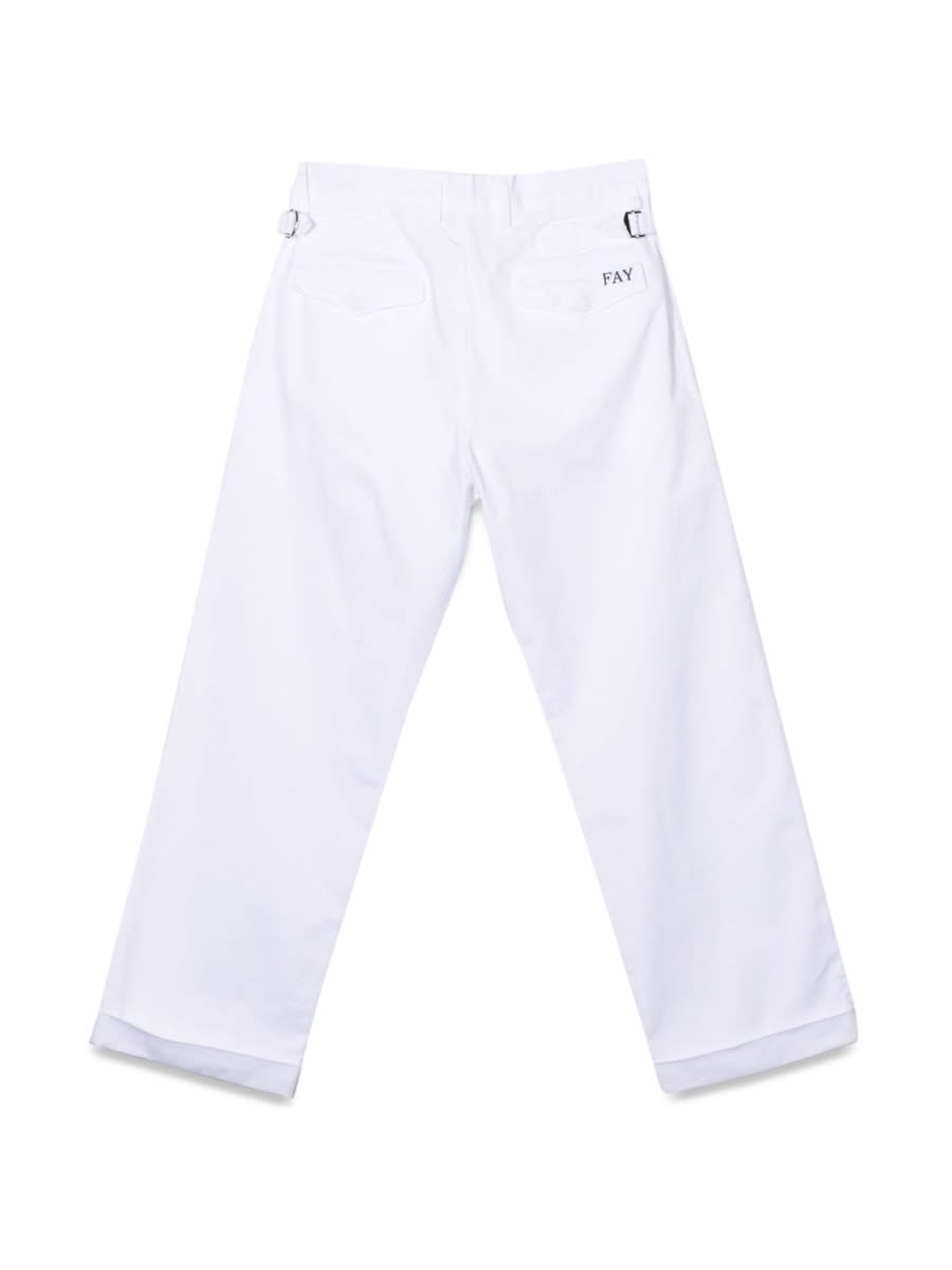 Fay Embroidered-logo Detail Trousers In White