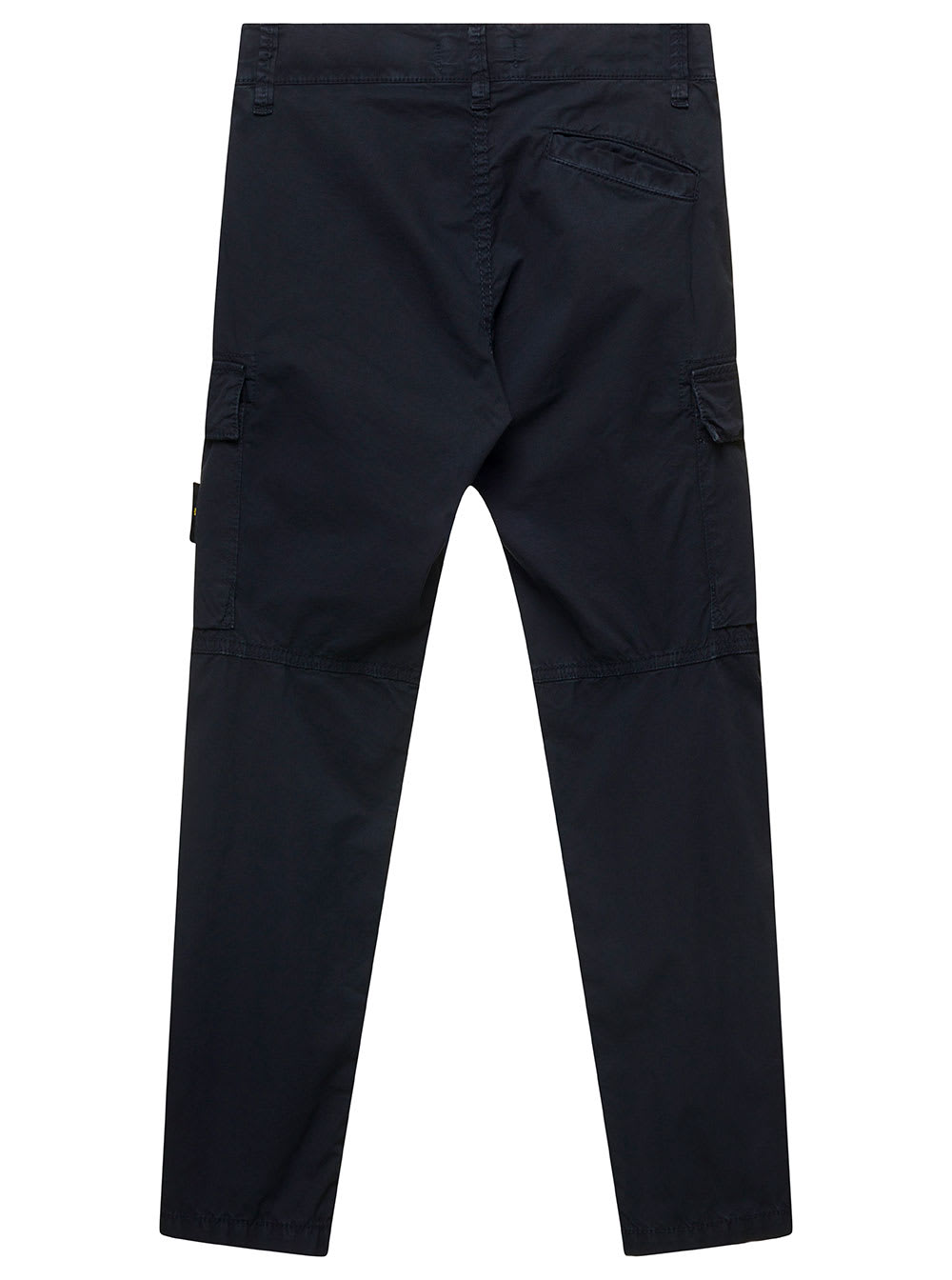 Shop Stone Island Junior Blue Cargo Pants With Logo Patch And Pockets In Stretch Cotton Boy