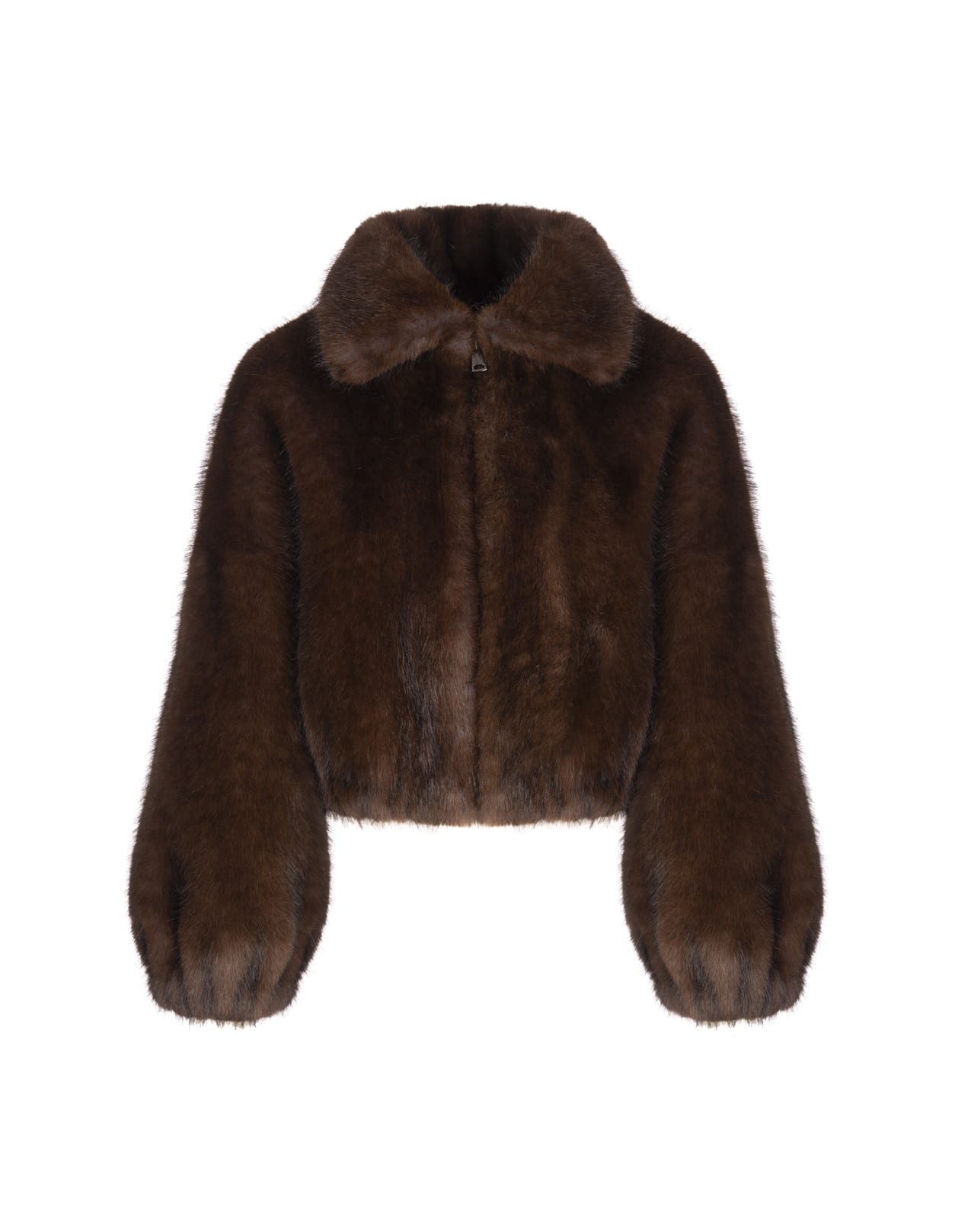 Brown Faux Fur Short Caban