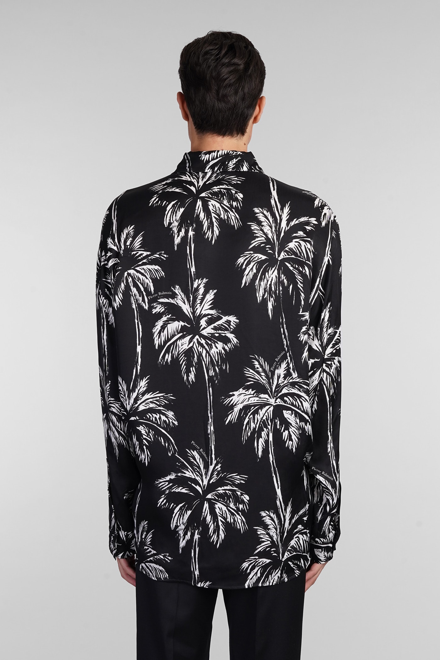 Shop Balmain Shirt In Black Polyamide Polyester