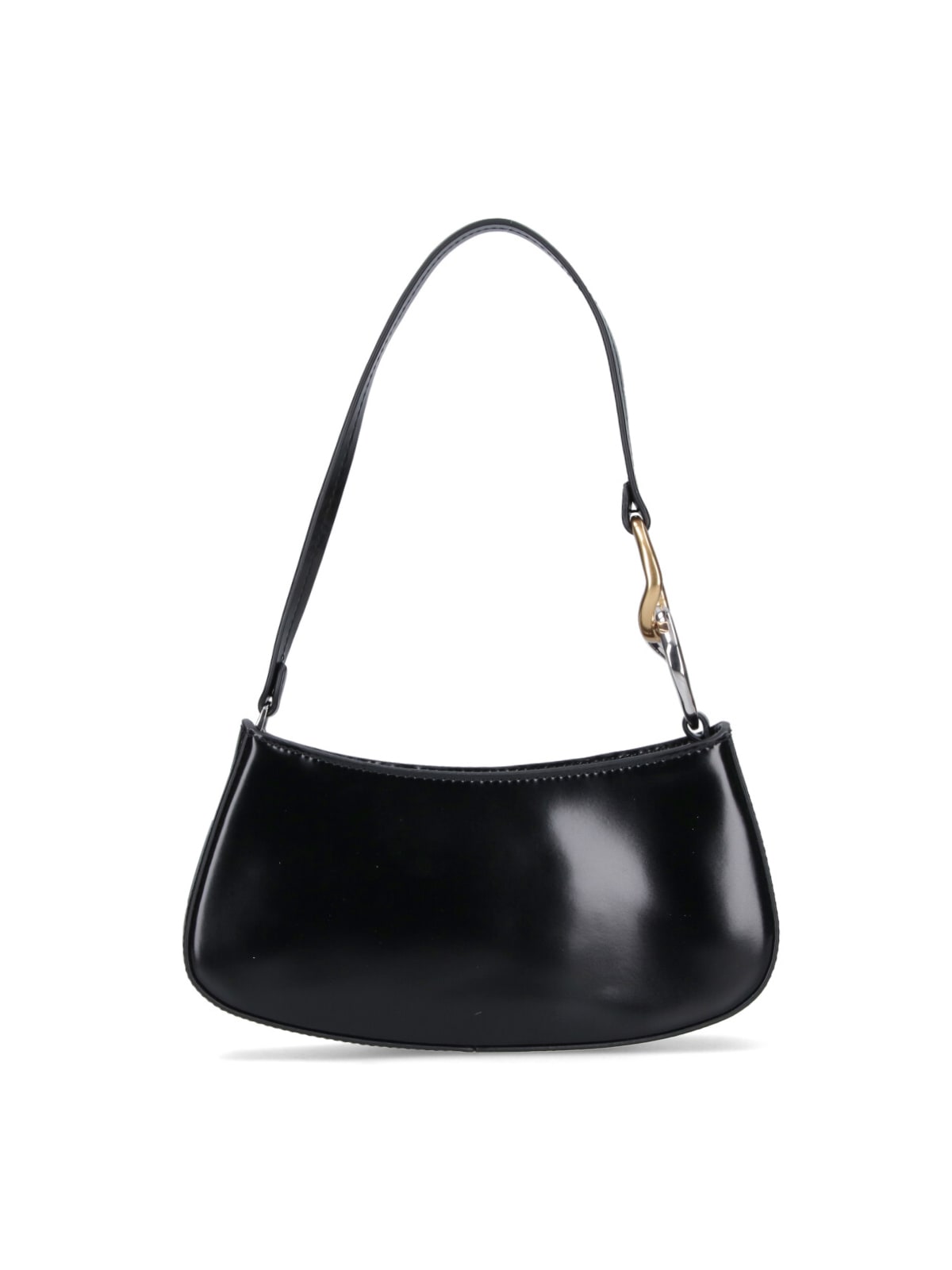 Staud Ollie Polished Leather Top Handle Bag In Black