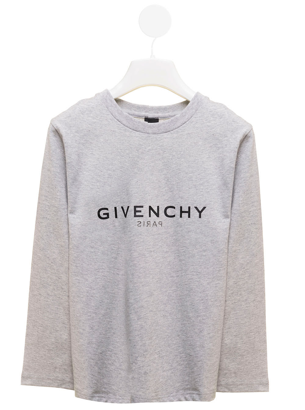 Grey Cotton Long-sleeved T-shirt With Logo Givenchy Kids Boy