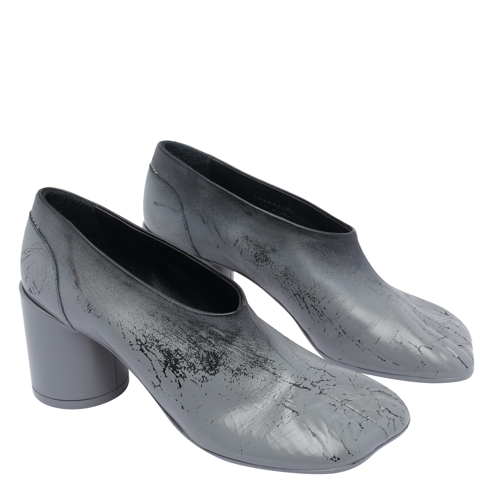 Mm6 Maison Margiela Stylish Block Heel Round Toe Pumps In Gray