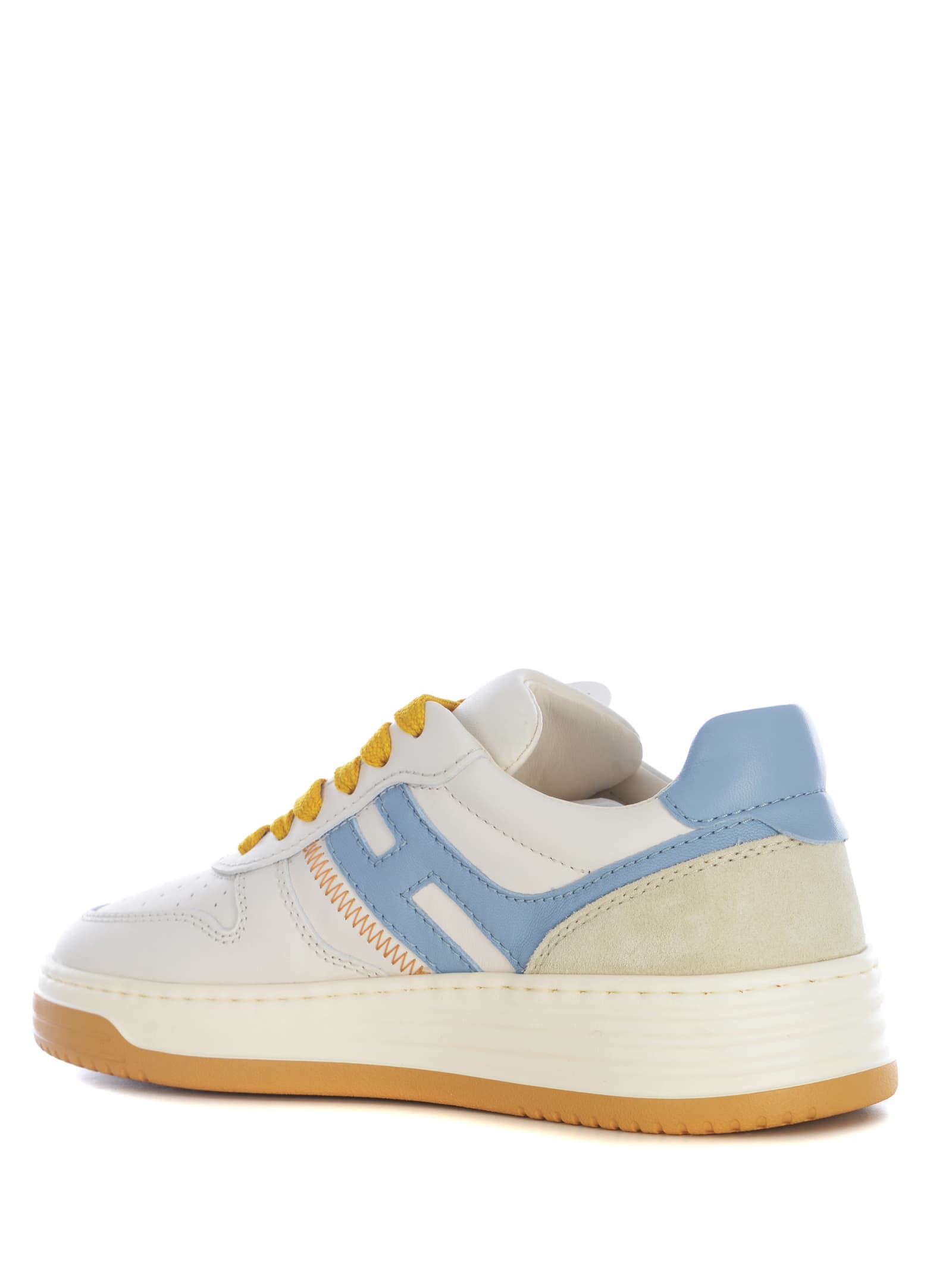 Shop Hogan Sneakers  H630 Made Of Leather In Avorio Celeste