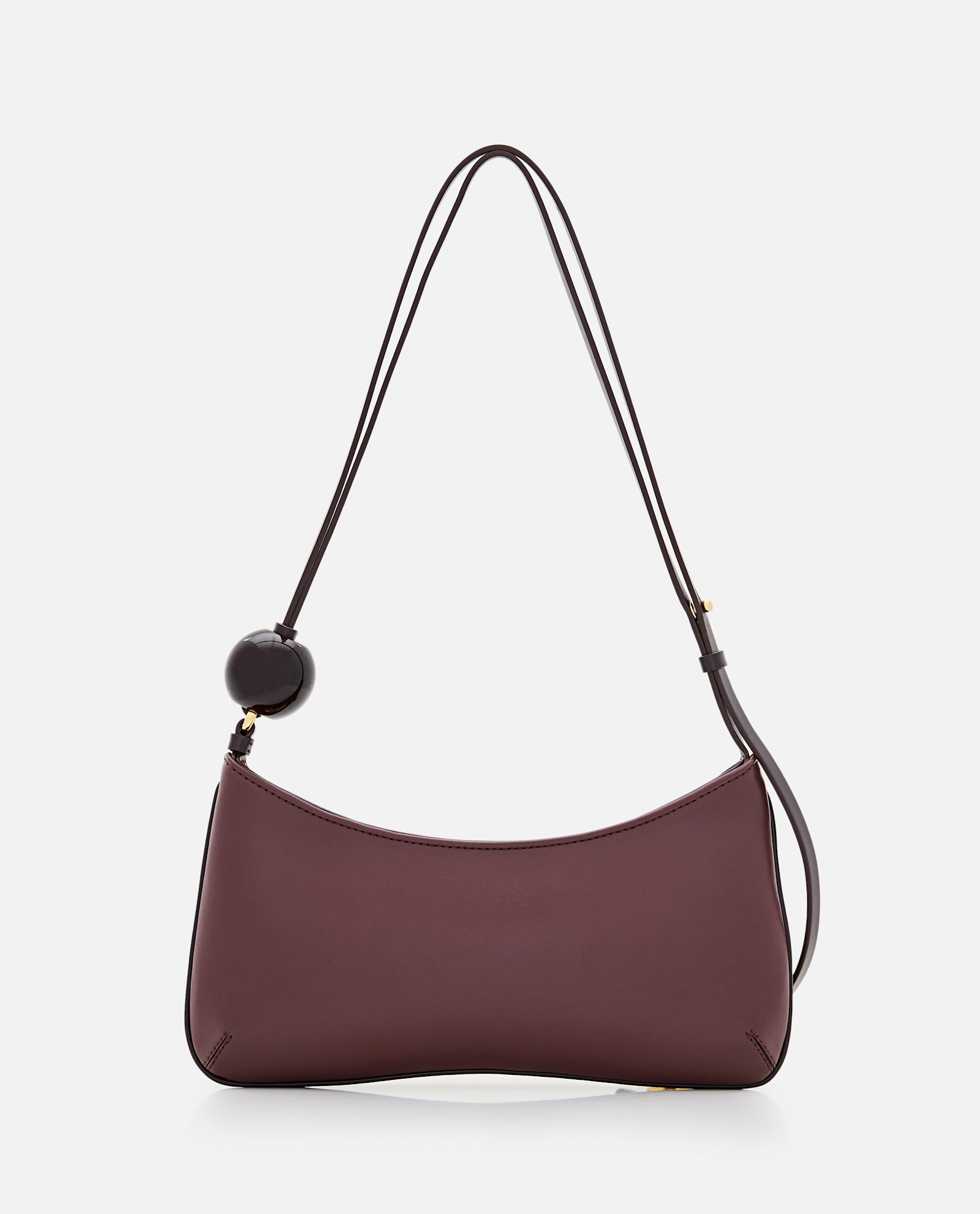 Jacquemus Le Bisou Perle Leather Shoulder Bag In Burgundy