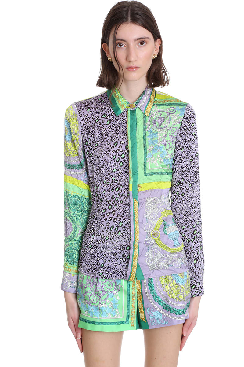 VERSACE SHIRT IN VIOLA POLYESTER,A885571F00387 5L000