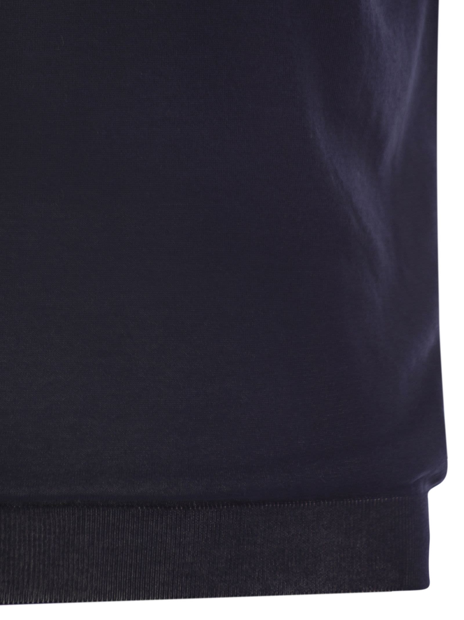 Tagliatore Blue Polo Shirt With Buttonless Collar And Ribbed Trims