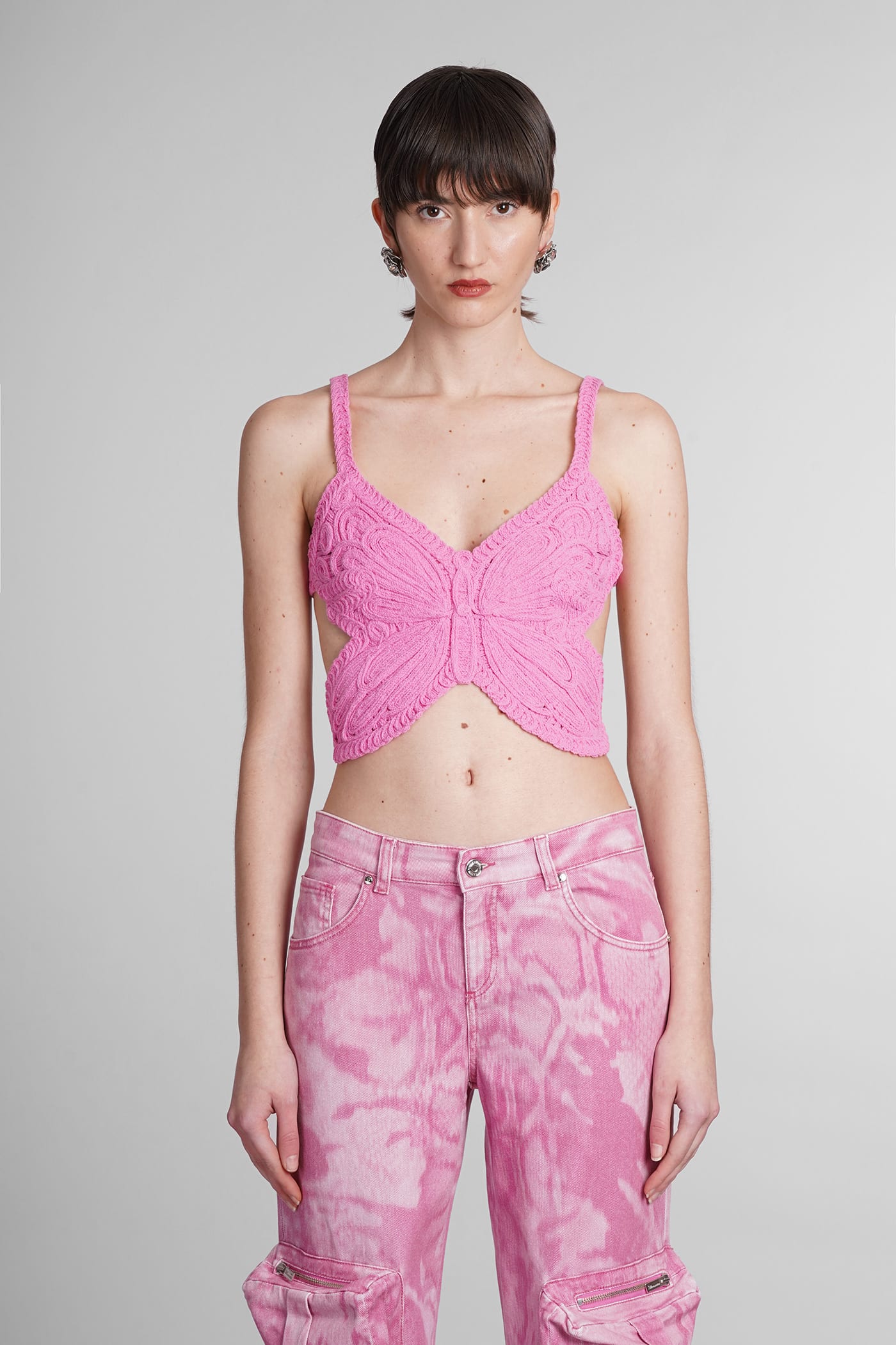 Shop Blumarine Topwear In Rose-pink Cotton