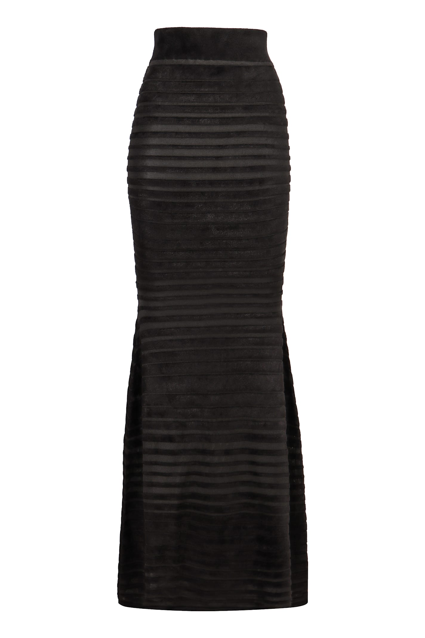 Shop Nina Ricci Flared Knit Skirt In Black