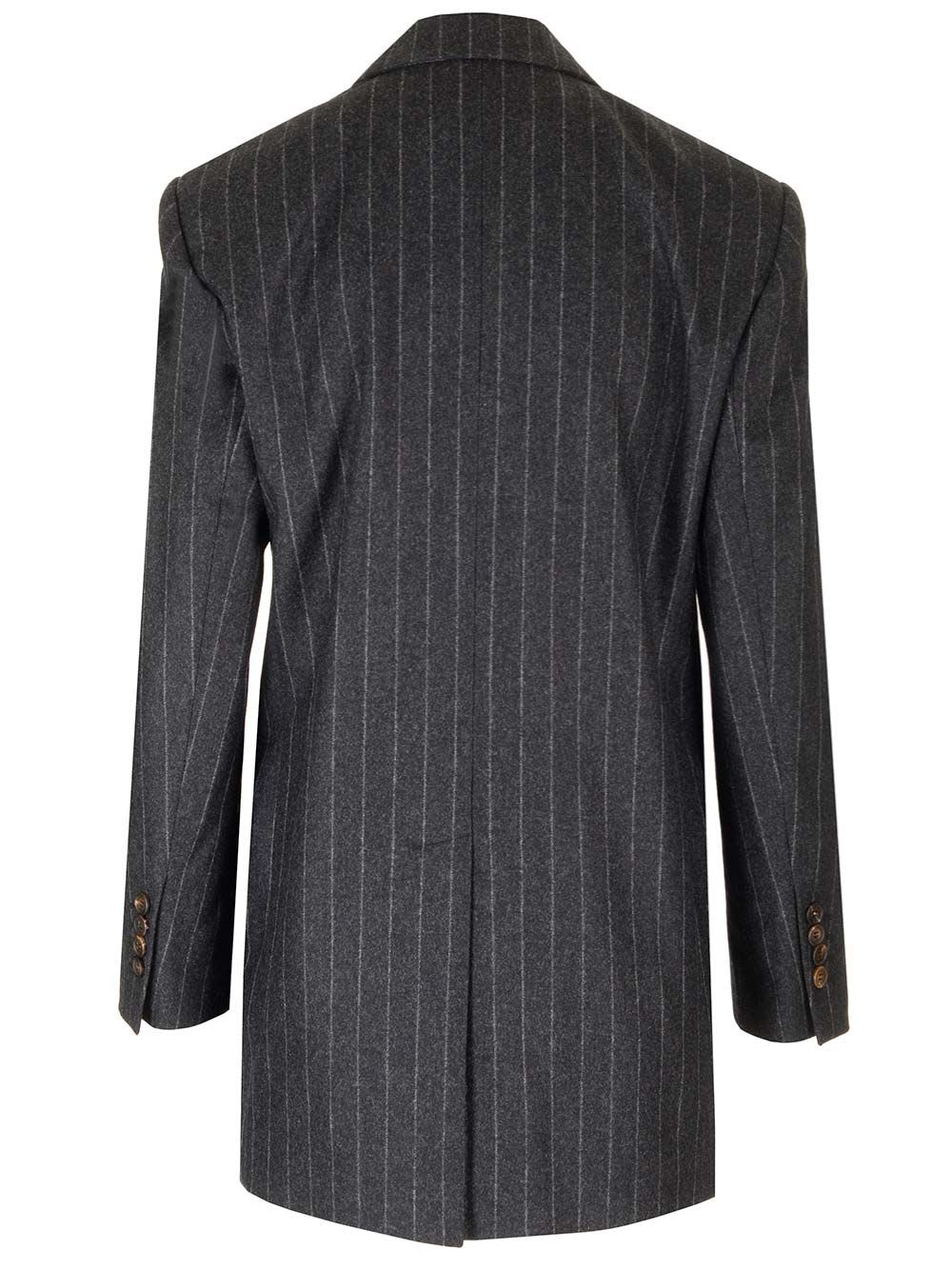 Shop Brunello Cucinelli Pinstripe Blazer In Grey