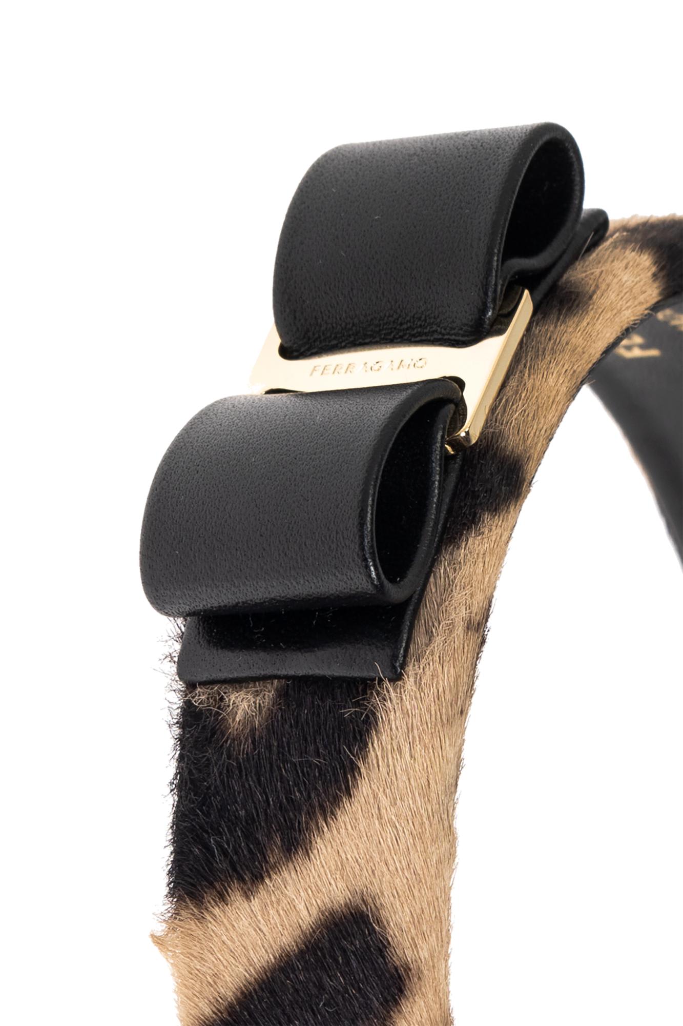 Ferragamo New Bara Plate Leopard Print Headband In Neutral
