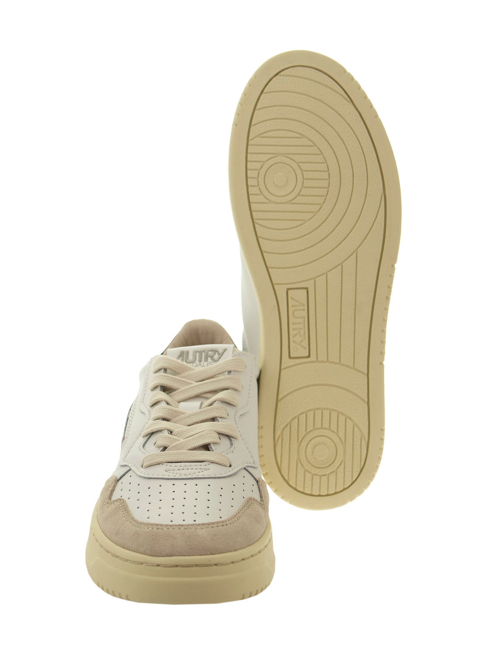 Shop Autry Medalist Low - Leather And Suede Sneakers In White/blue