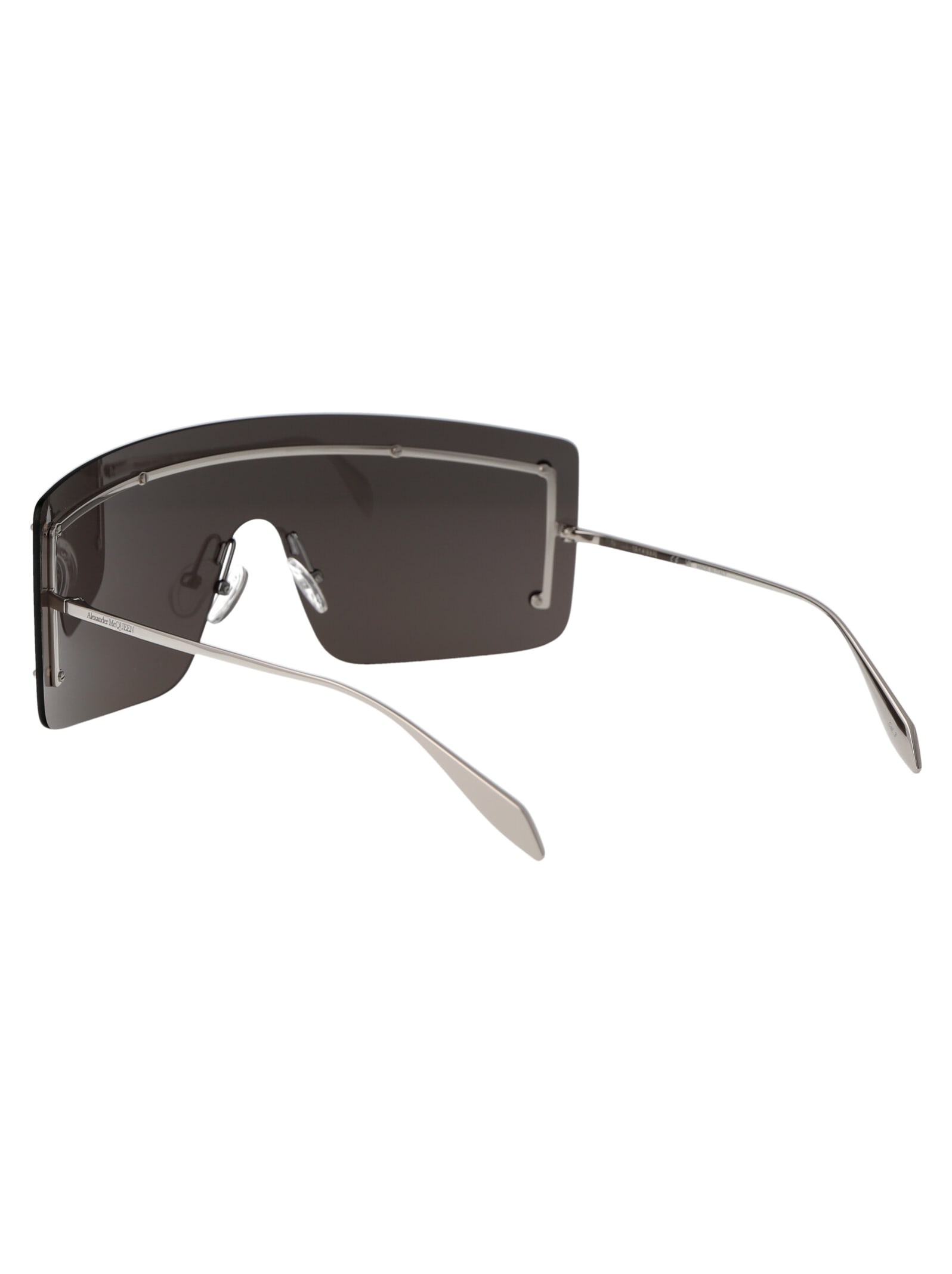 Shop Alexander Mcqueen Am0412s Sunglasses In 001 Silver Silver Grey