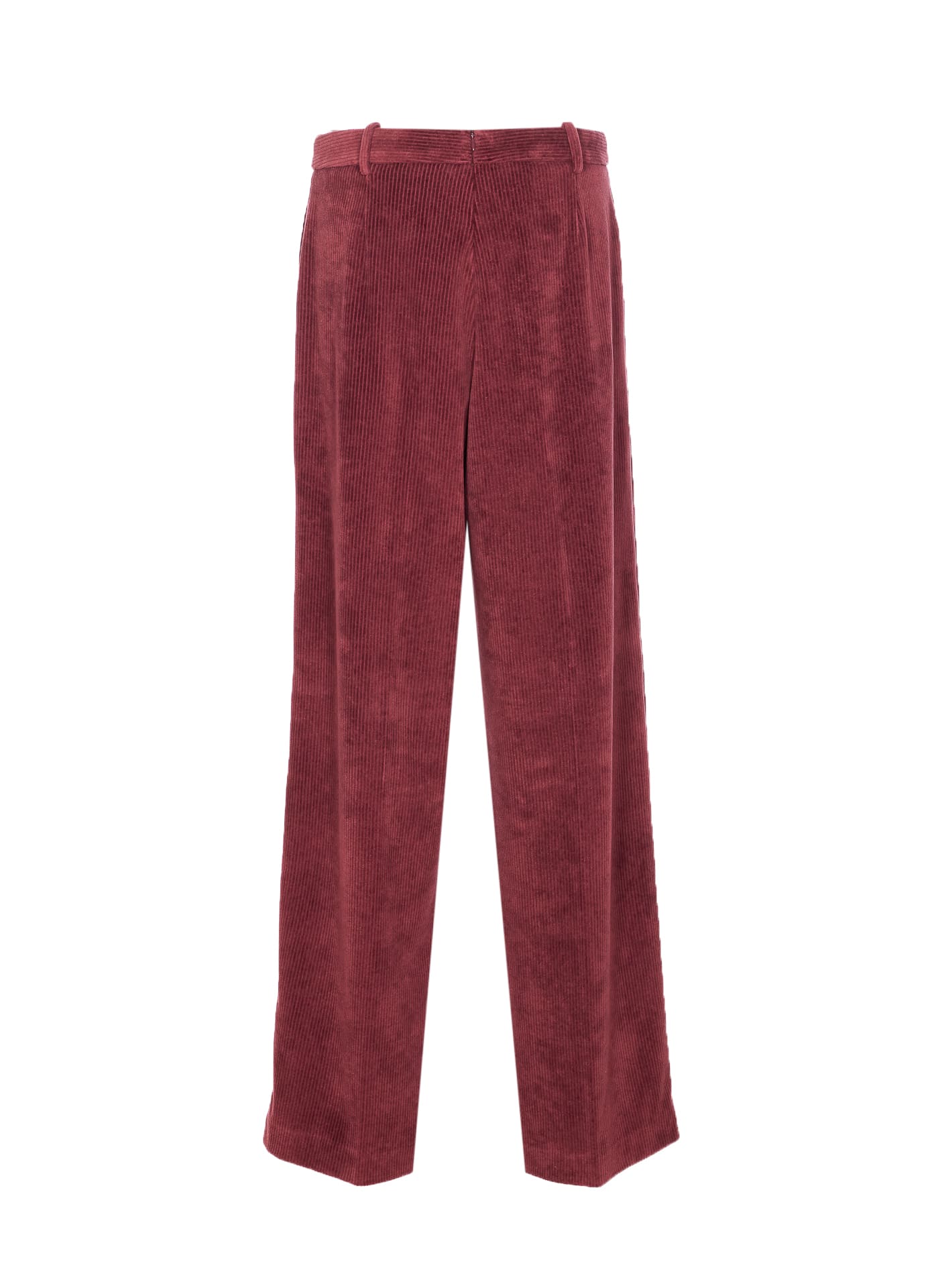 Circolo 1901 High-waisted Wide-leg Pants In Textured Burgundy Corduroy In Red