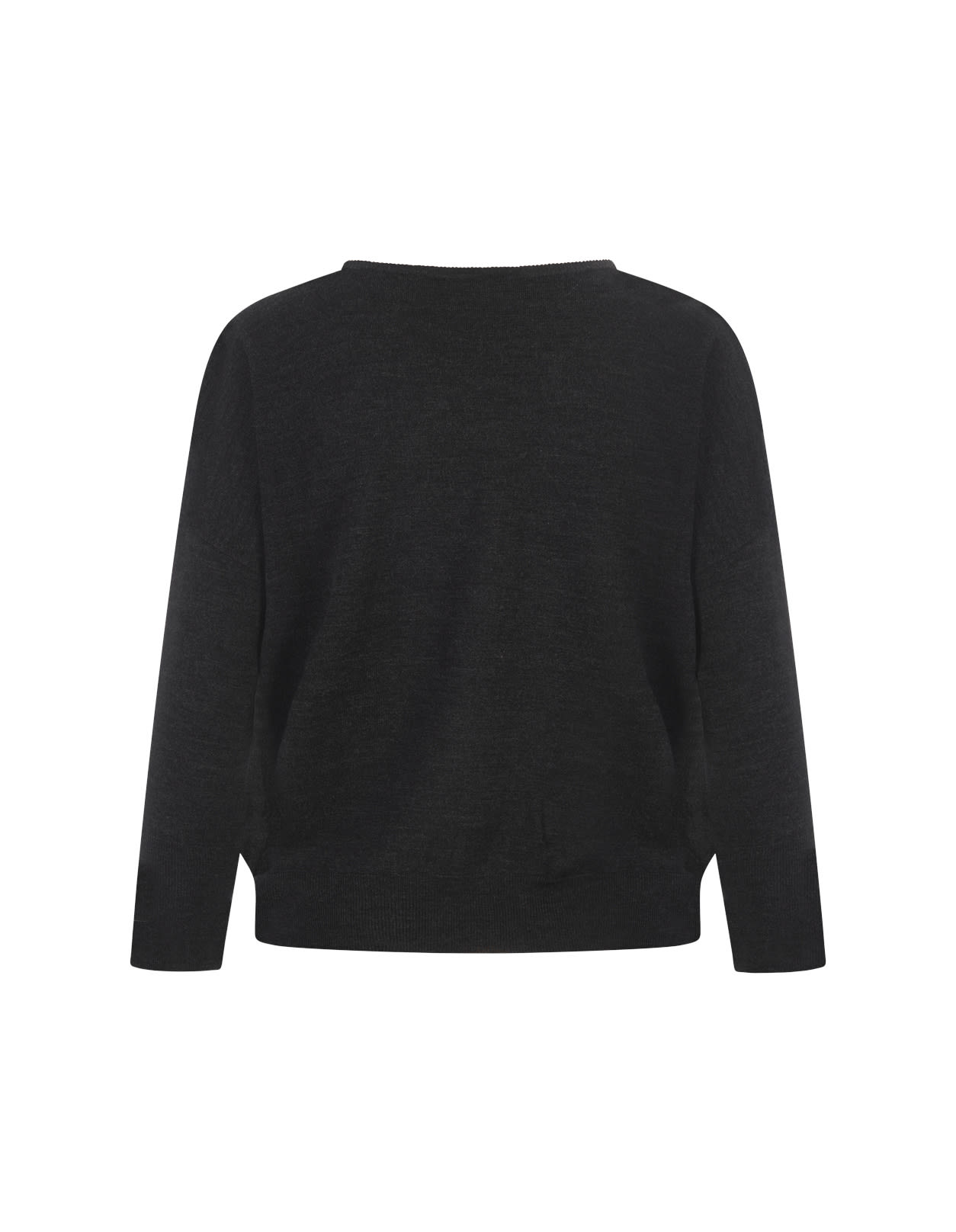 Shop Zanone Anthracite Basic Sweater With Boat Neckline In Grey