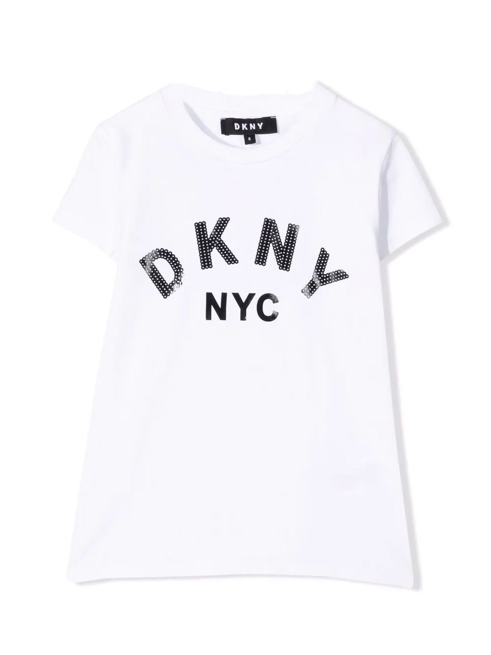 DKNY White Stretch-organic Cotton T-shirt