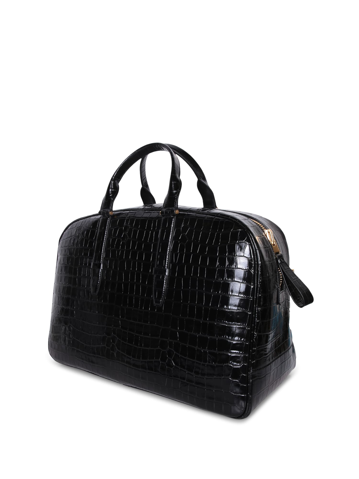 Shop Tom Ford Black Croco Bowling Bag