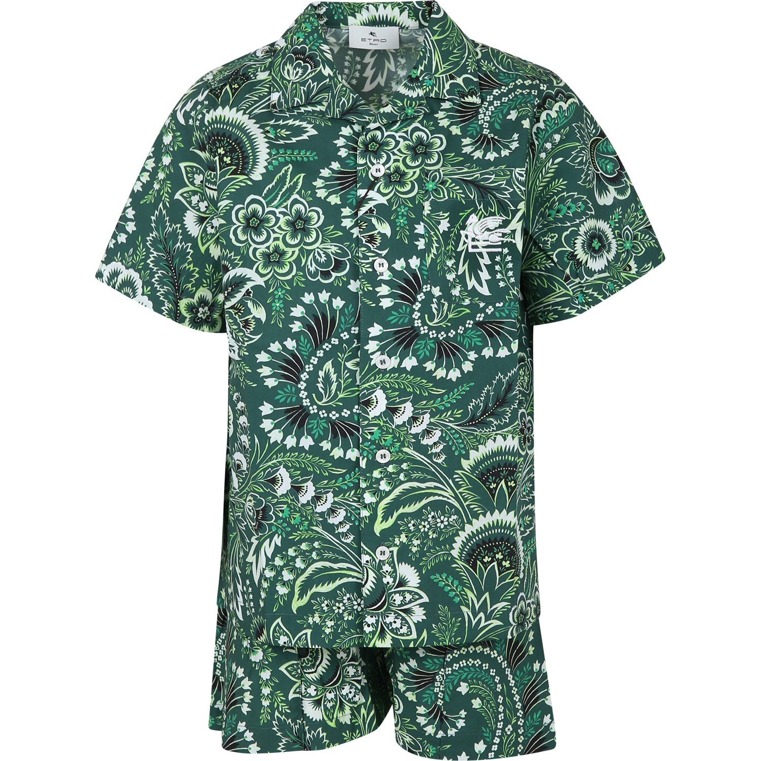 Shop Etro Green Suit For Boy With Paisley Pattern