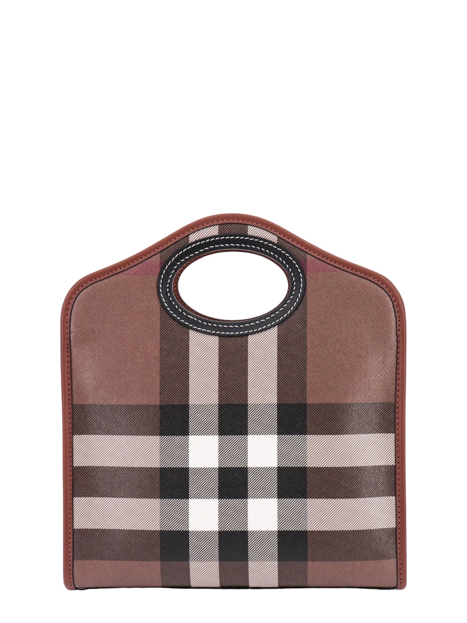 Shop Burberry Pocket Handbag In Brown