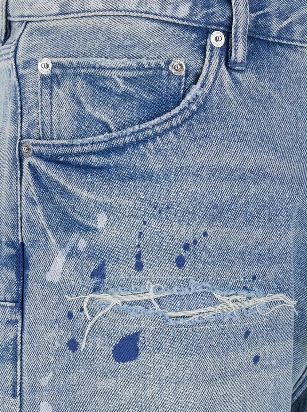 Purple Brand Blue Jeans With Logo Patch On The Rear And All-over Ripped Details In Denim Man