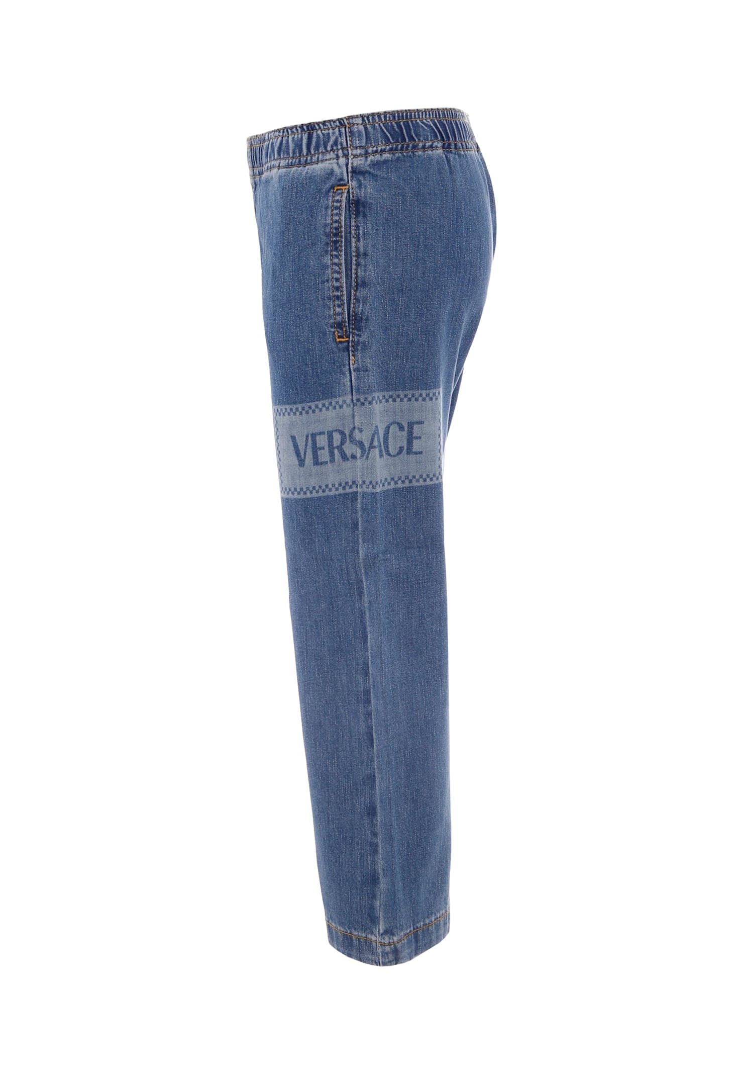 Versace Jeans With 90s Vintage Logo For Kids In Blue