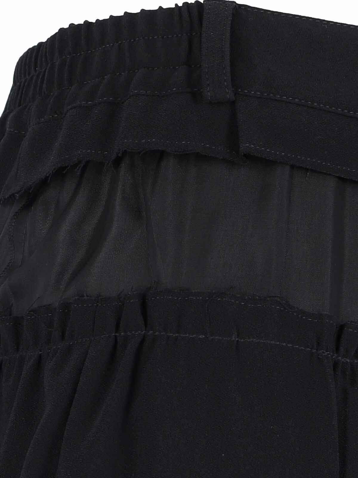 Maison Margiela High-waisted Midi Skirt With Sheer Panel Detail In Black