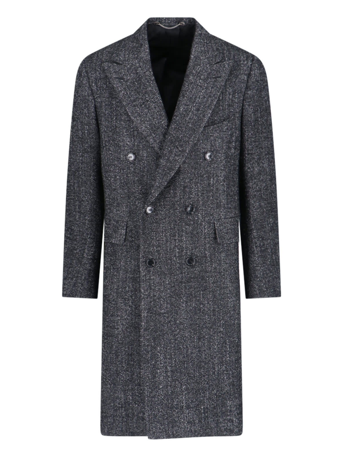 Shop Cesare Attolini Double-breasted Coat In Black