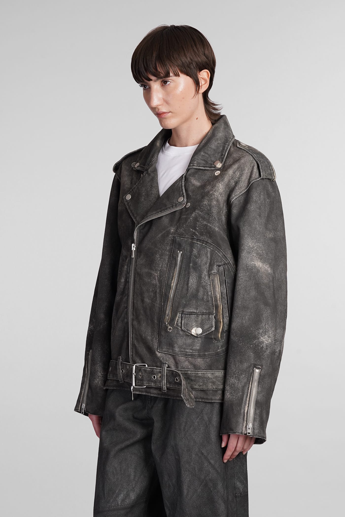 Shop Haikure Kay Biker Jacket In Grey Cotton