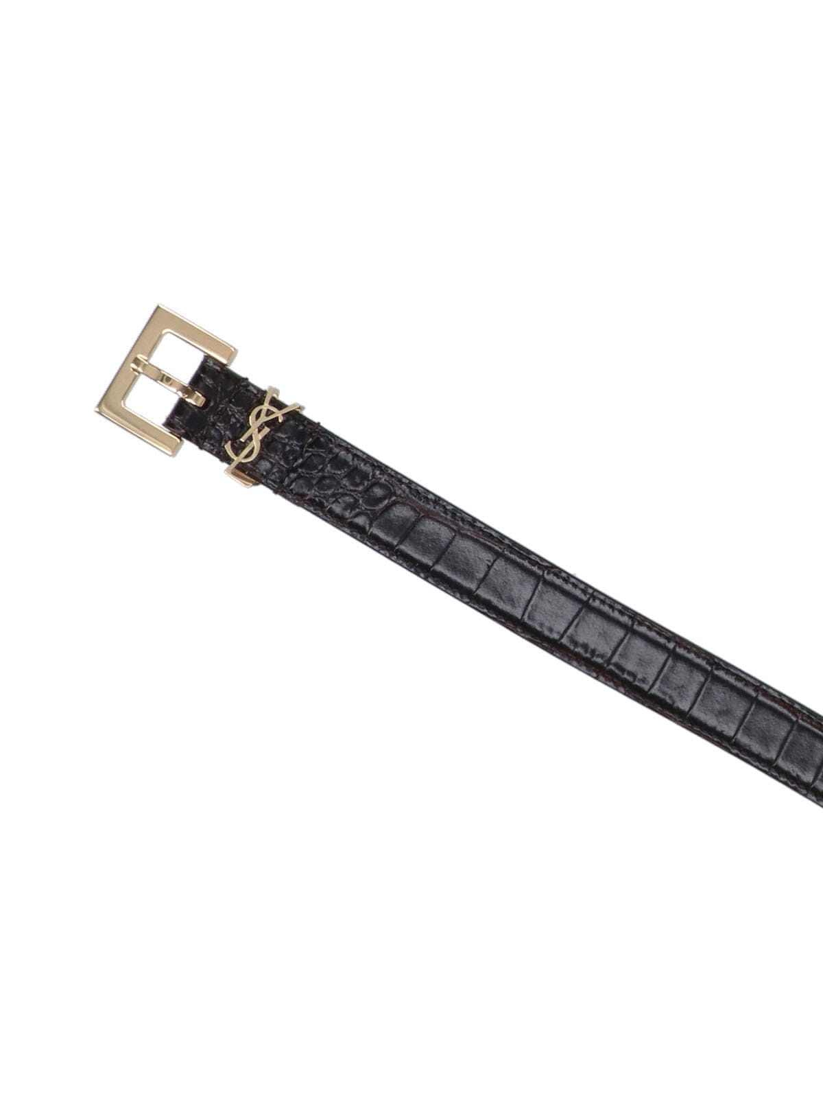 Saint Laurent Cassandre Thin Belt In Black