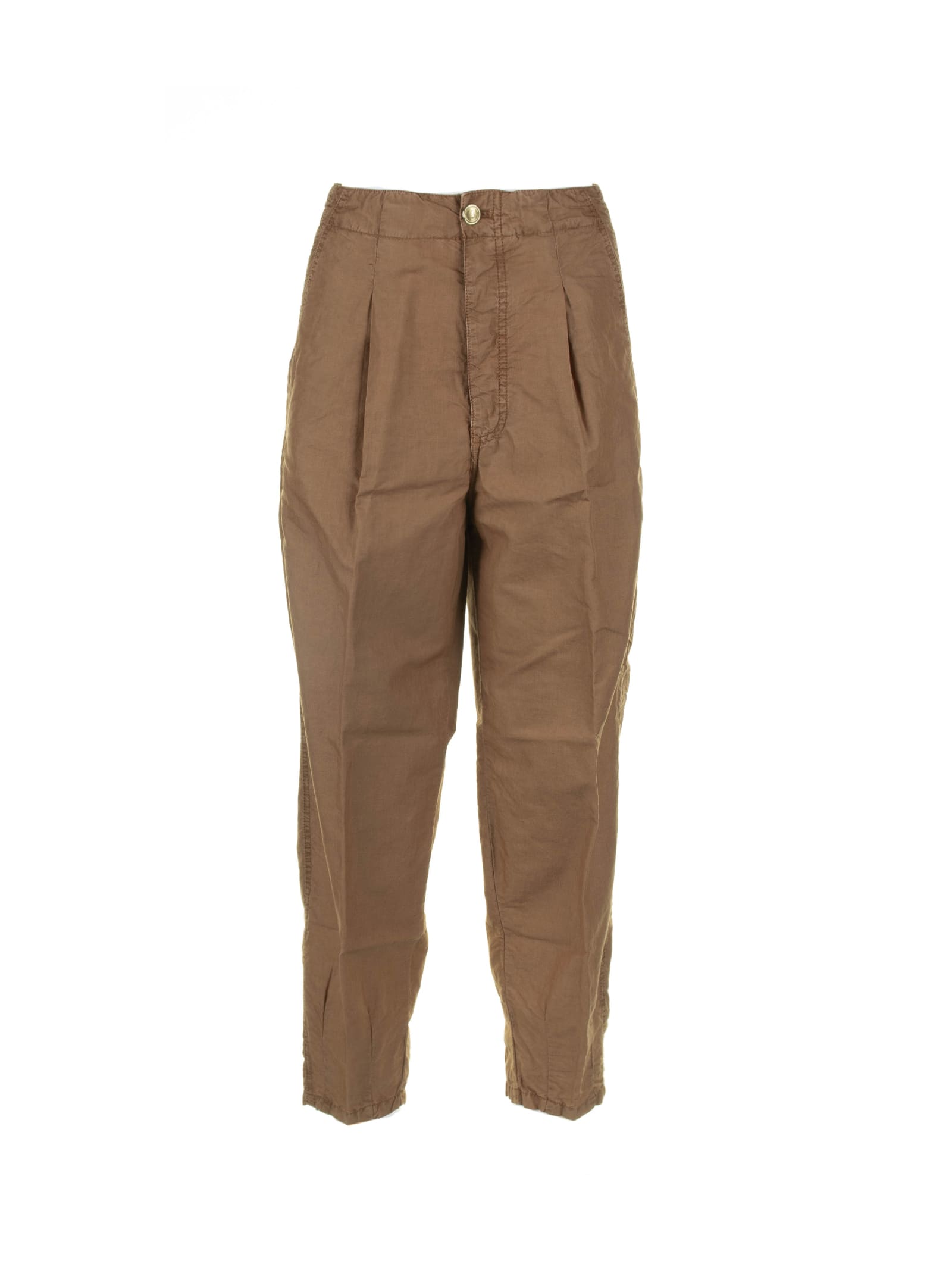 Shop Myths Brown High-waisted Trousers In Bruciato