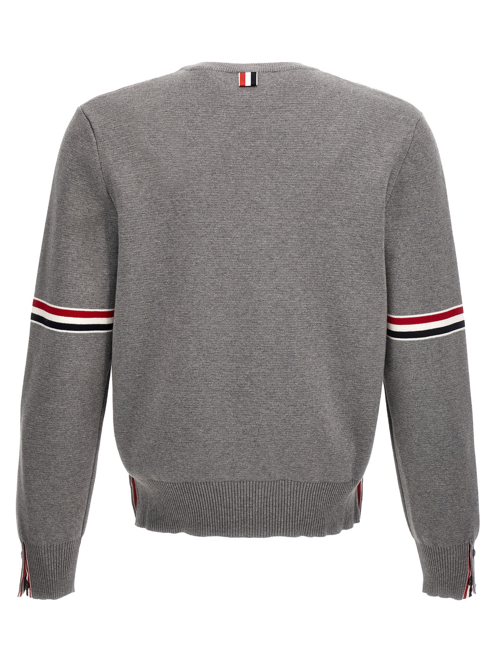 Shop Thom Browne Compact Cotton Knit Sweater In Light Grey