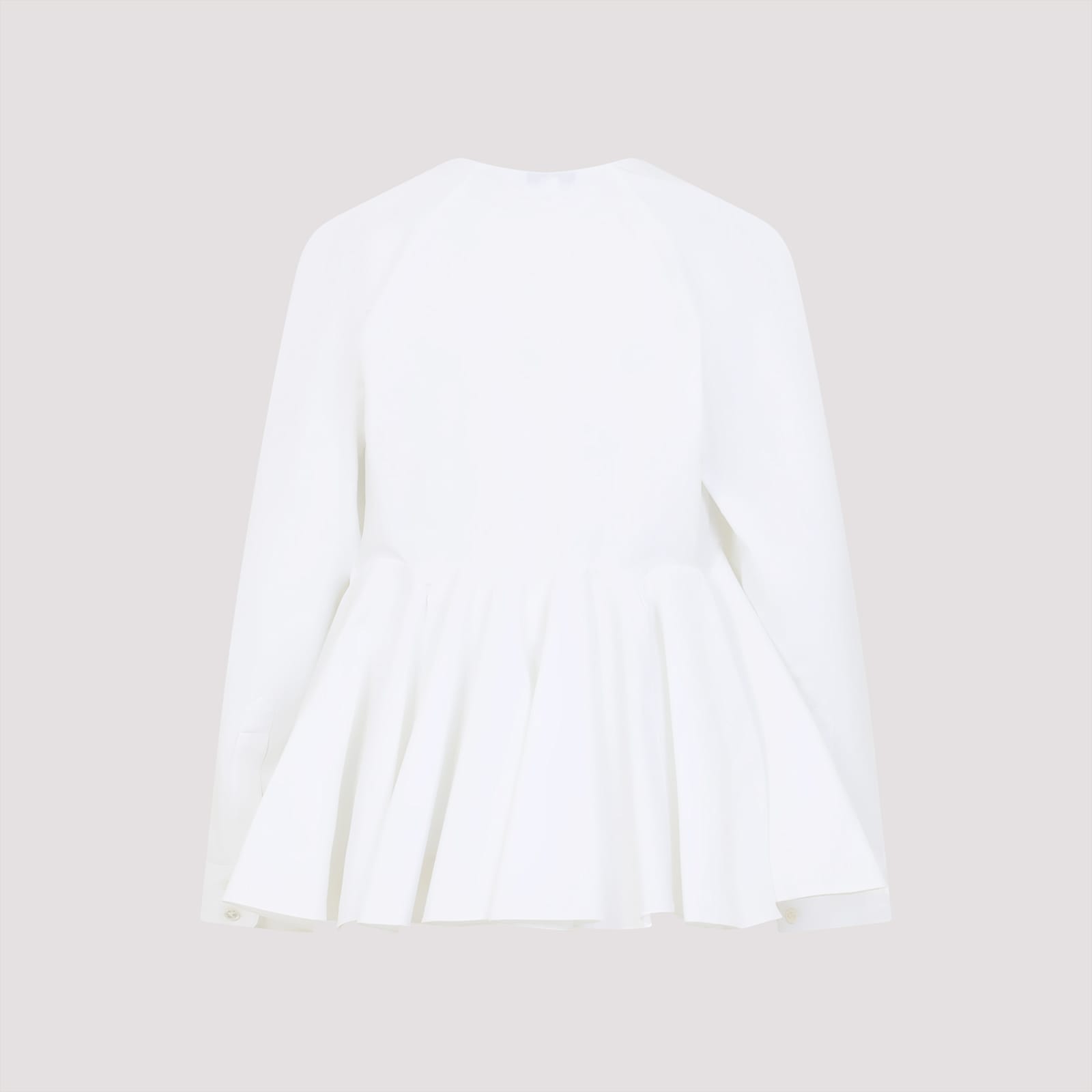 Alaïa Flare Cotton Shirt Pleated Hem In Blanc