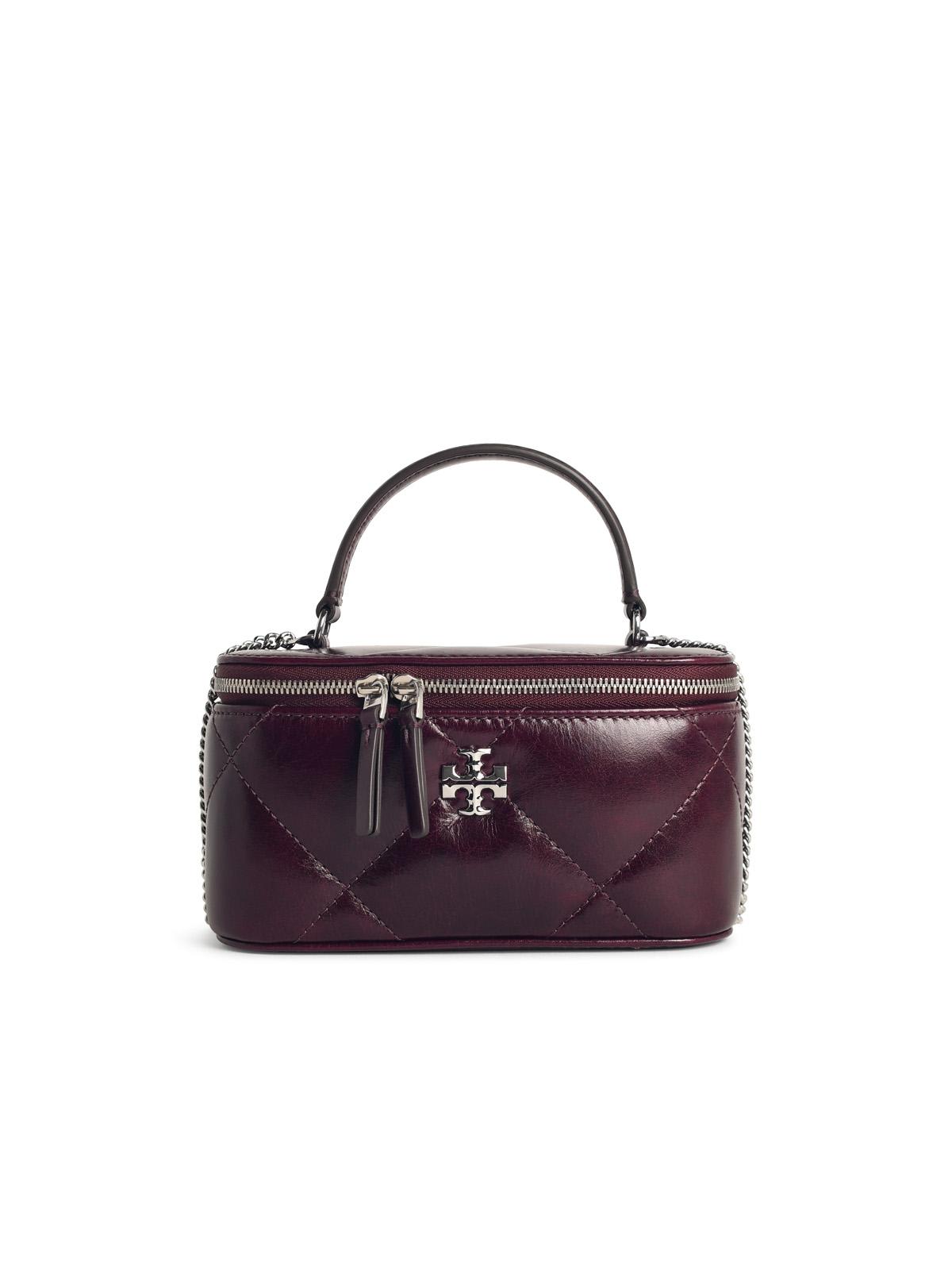 Tory Burch Kira Quilted Leather Top-handle Mini Bag In Burgundy