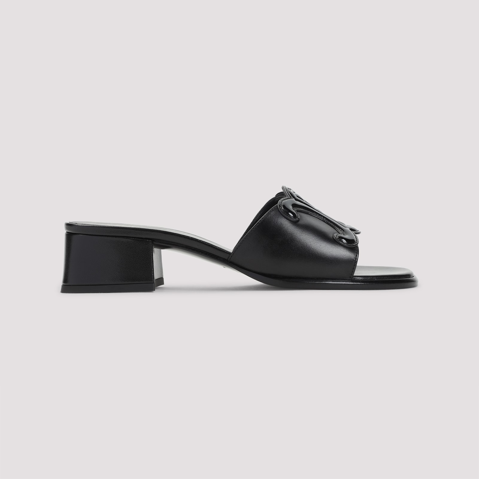 Celine Black Leather Triomphe 40 Mule In Multi