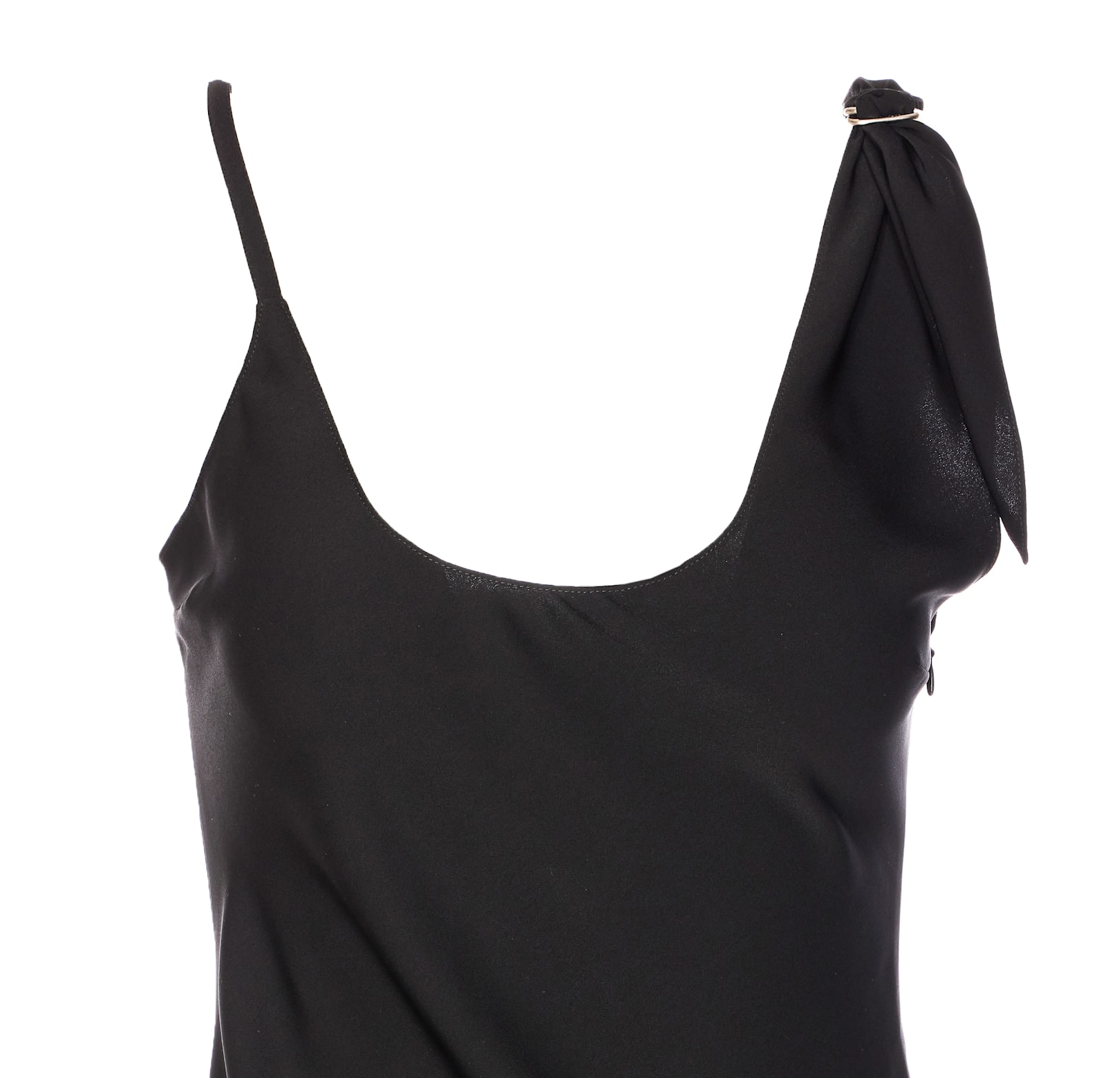 Courrèges Knot Asymmetric Midi Dress In Black