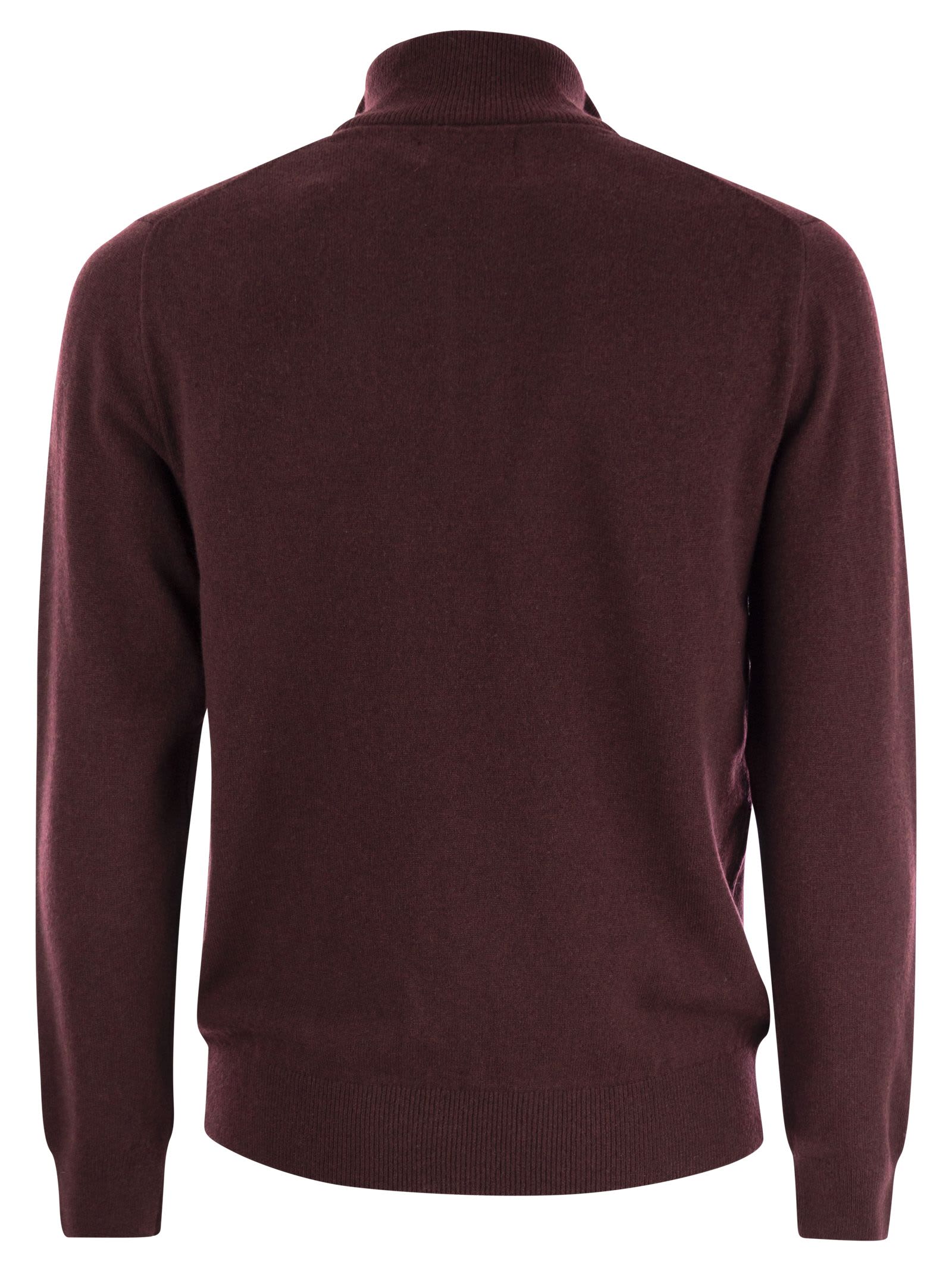 Polo Ralph Lauren Wool Pullover With Half Zip In Burgundy