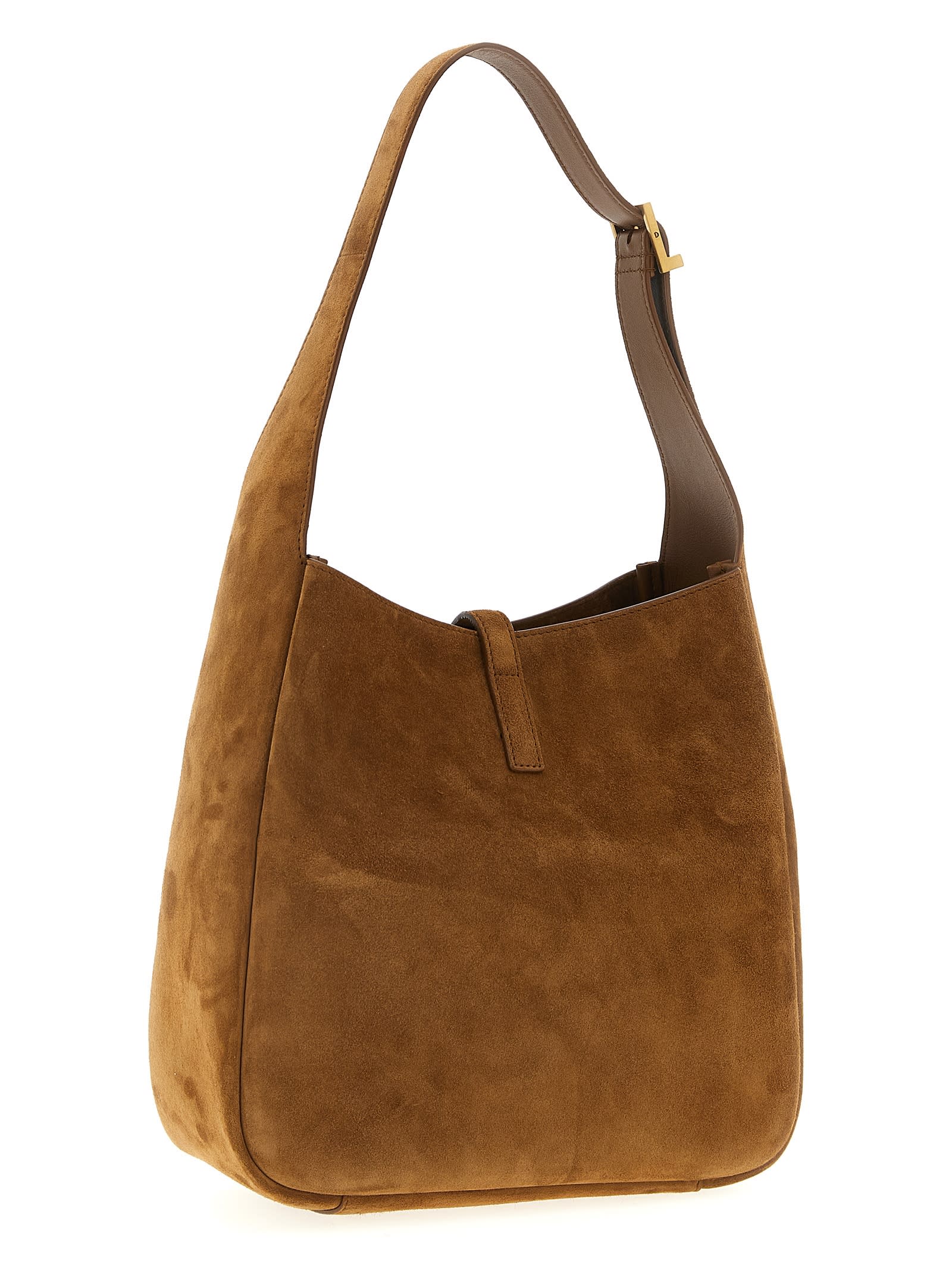 Saint Laurent Le 5 A 7 Small Suede Hobo Shoulder Bag In Brown