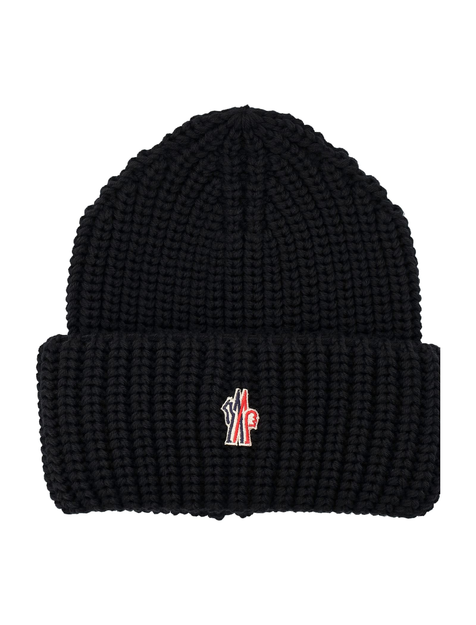 Moncler Grenoble Ribbed Beanie With Logo In Black