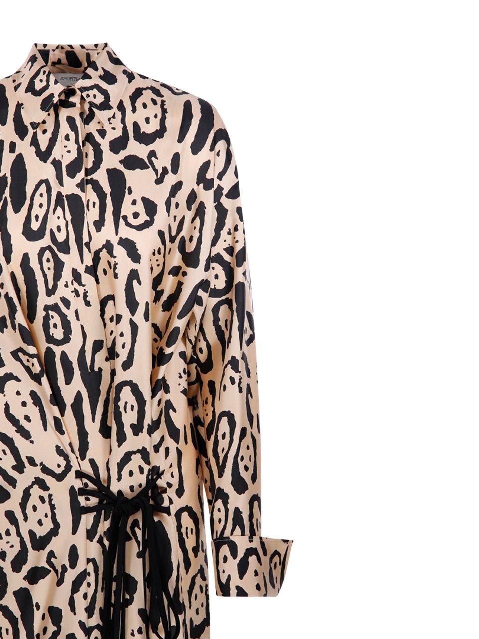 Sportmax Silk Leopard Print Astoria Maxi Dress In Beige