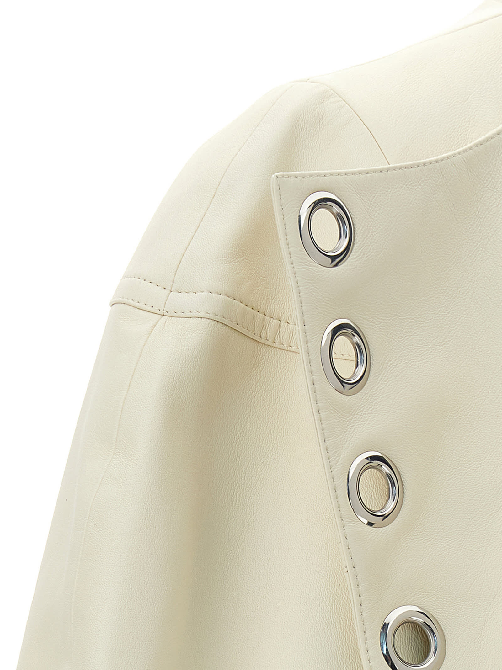 Shop Chloé Studded Leather Jacket In White