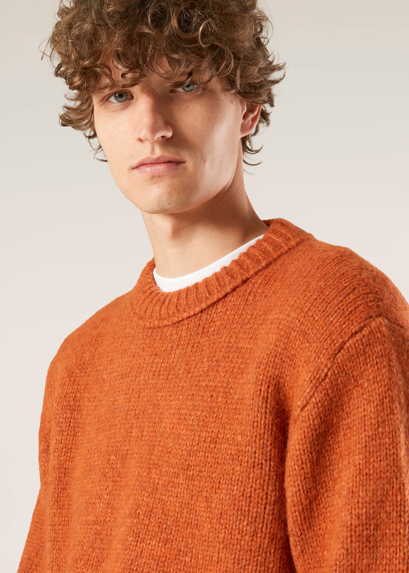 Shop Doppiaa Aappio Orange Wool And Alpaca Sweater