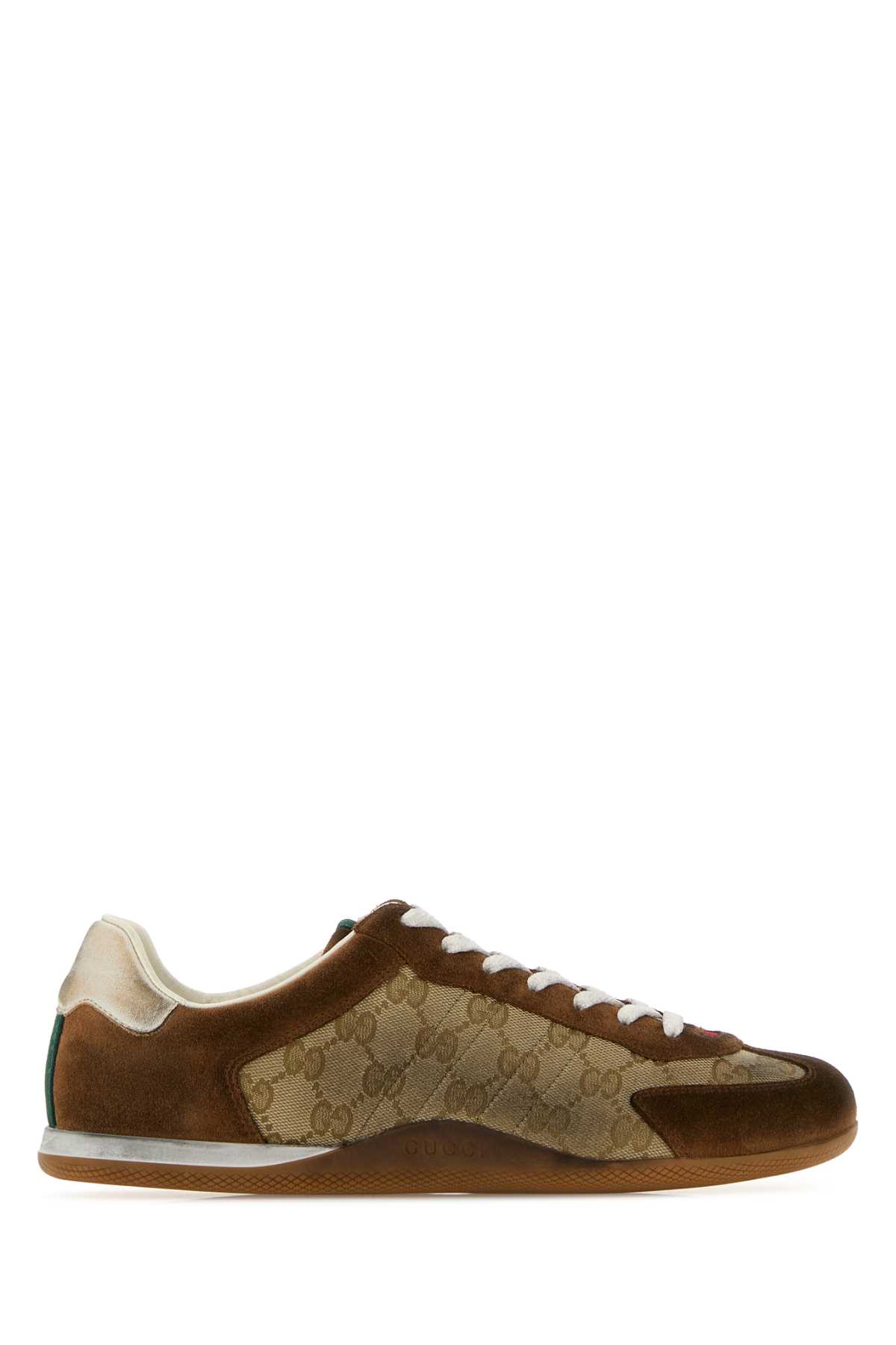 Gucci Shift Suede Sneakers With Gg Supreme Fabric Inserts In Multi