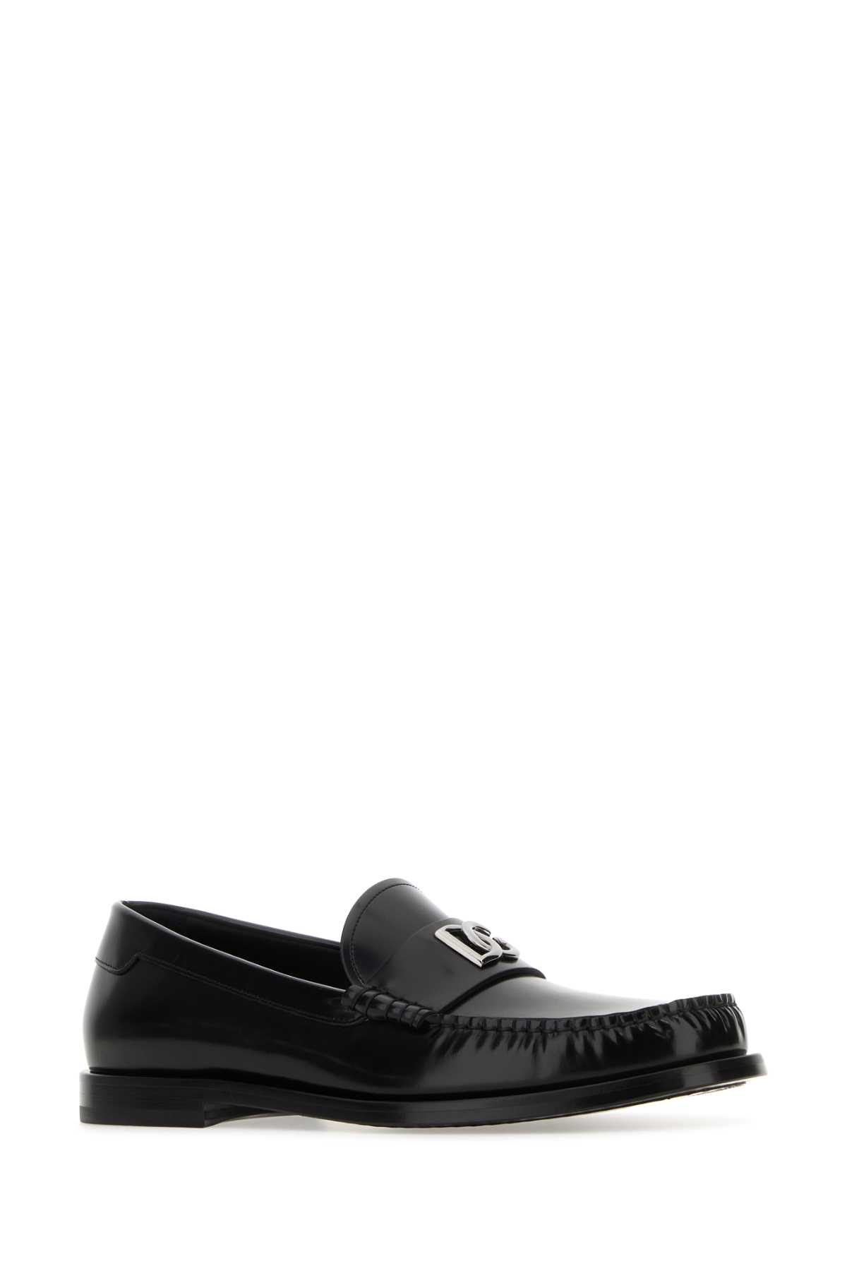 Dolce & Gabbana Black Leather Loafers In Nero