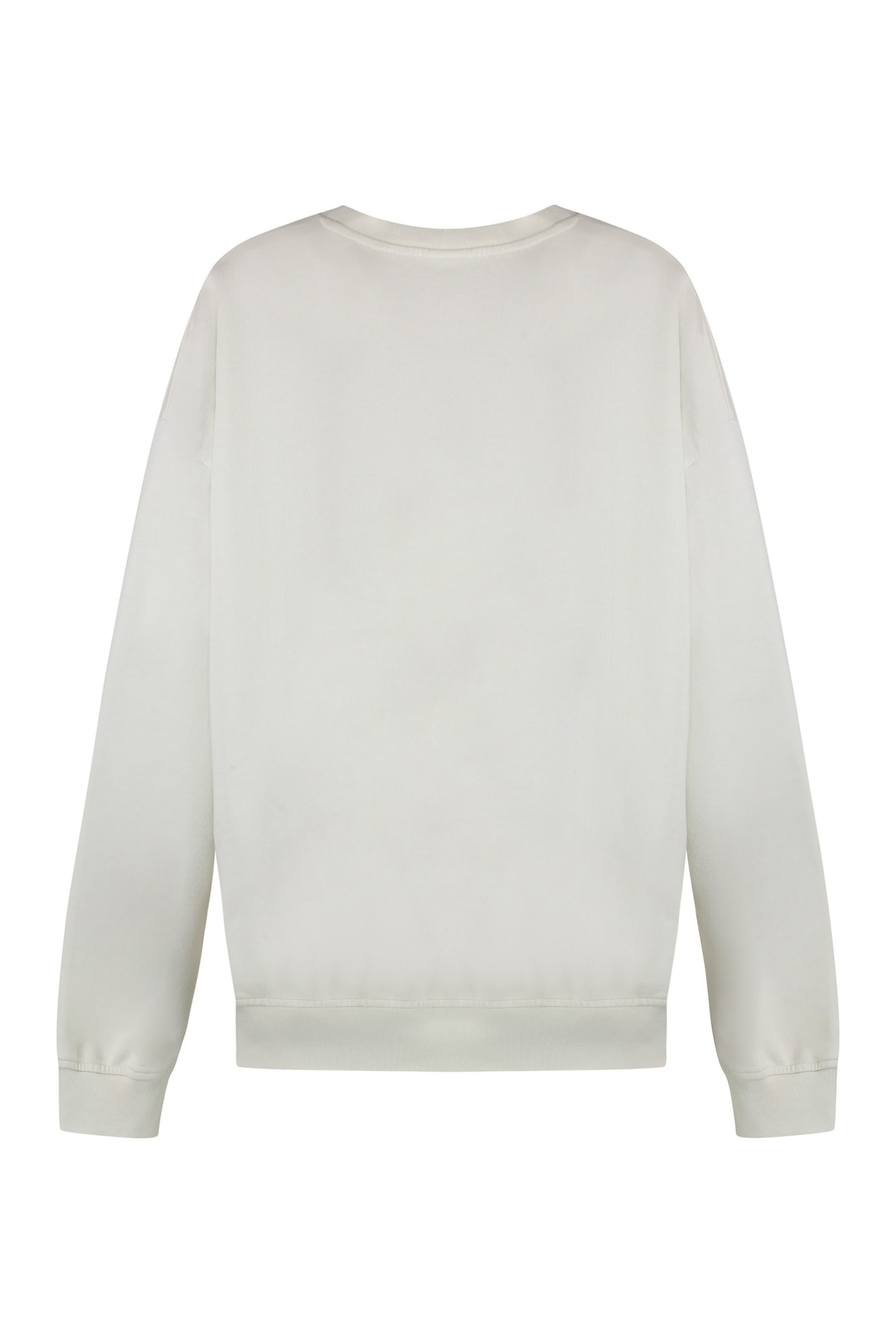 Shop Ganni Cotton Crew-neck Sweatshirt In Ivory