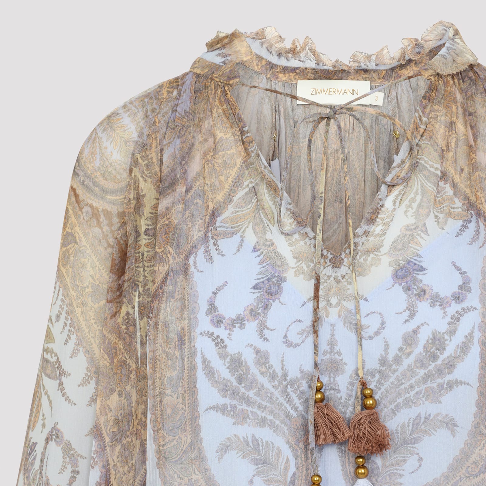 Zimmermann Womens Lilac Paisley Billow Printed Chiffon Blouse In Multi